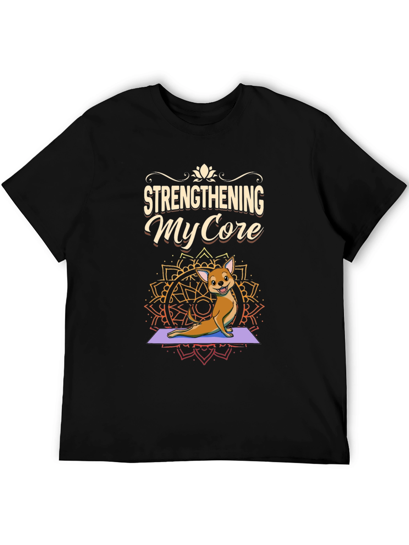 Black Yoga Dog Graphic Tee - Strengthening My Core view 5