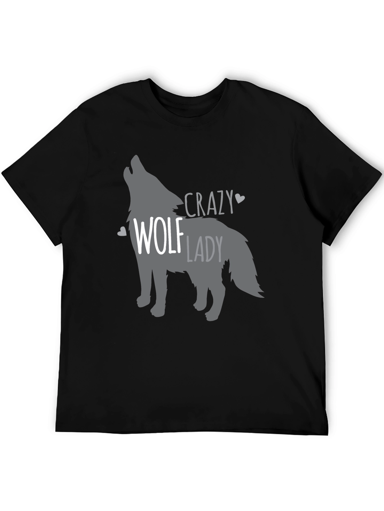 Black Crazy Wolf Lady T-Shirt - Animal Lover Tee view 5