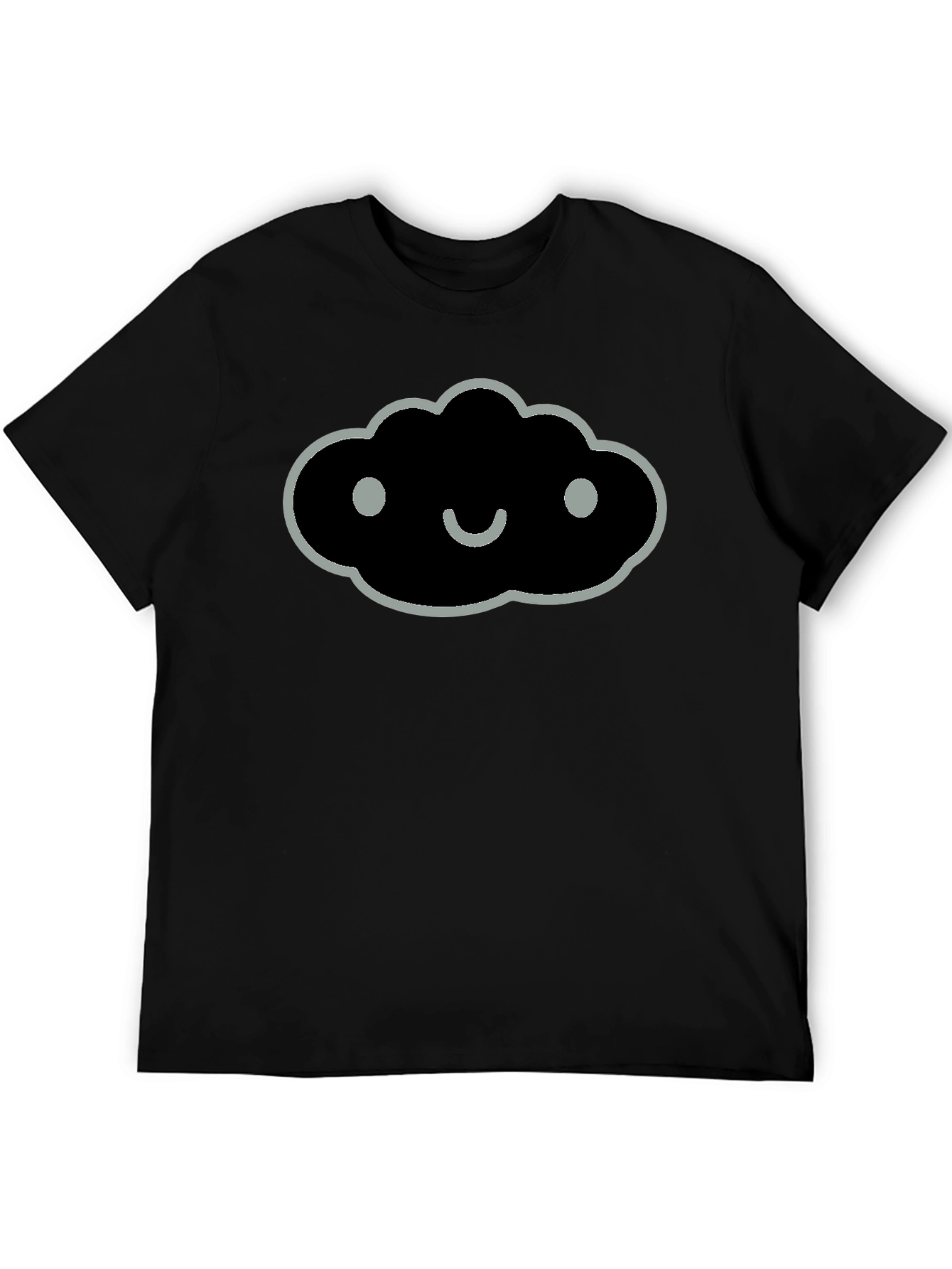 Black Smiling Cloud Graphic Tee - Soft Black Cotton Blend view 5