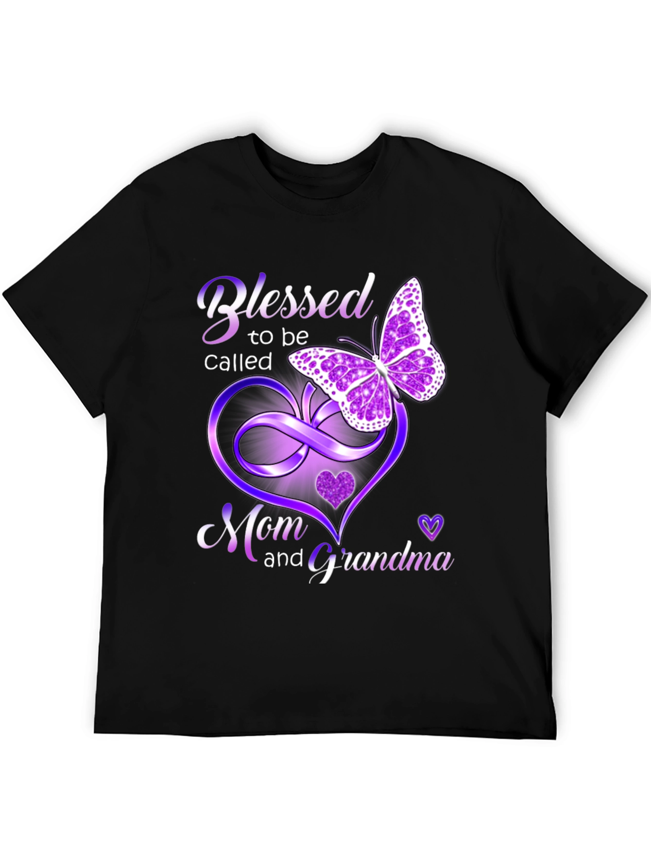 Black Blessed Mom and Grandma T-Shirt with Butterfly Design view 5