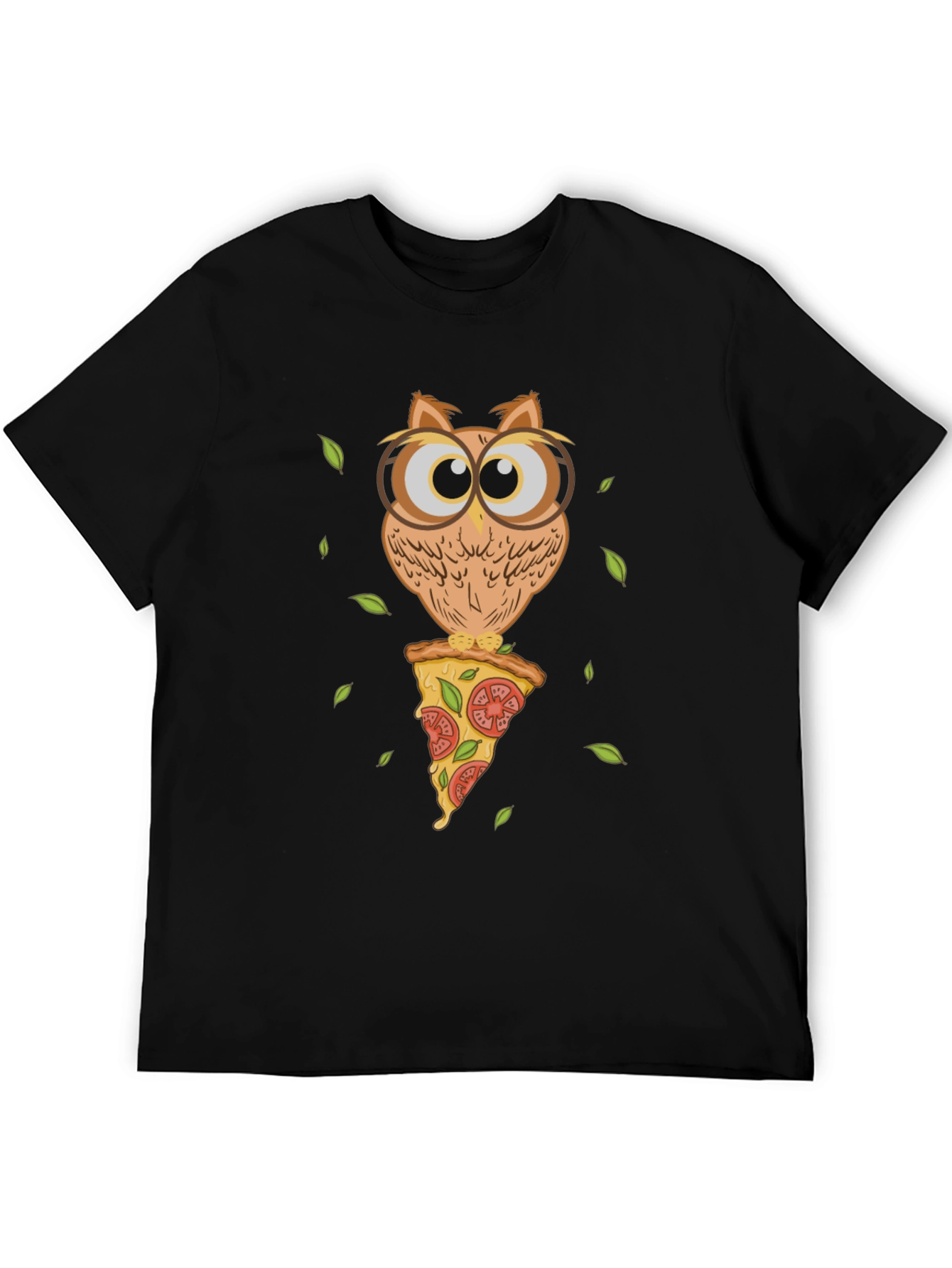 Black Owl Pizza Slice T-Shirt - Unique Graphic Tee view 5