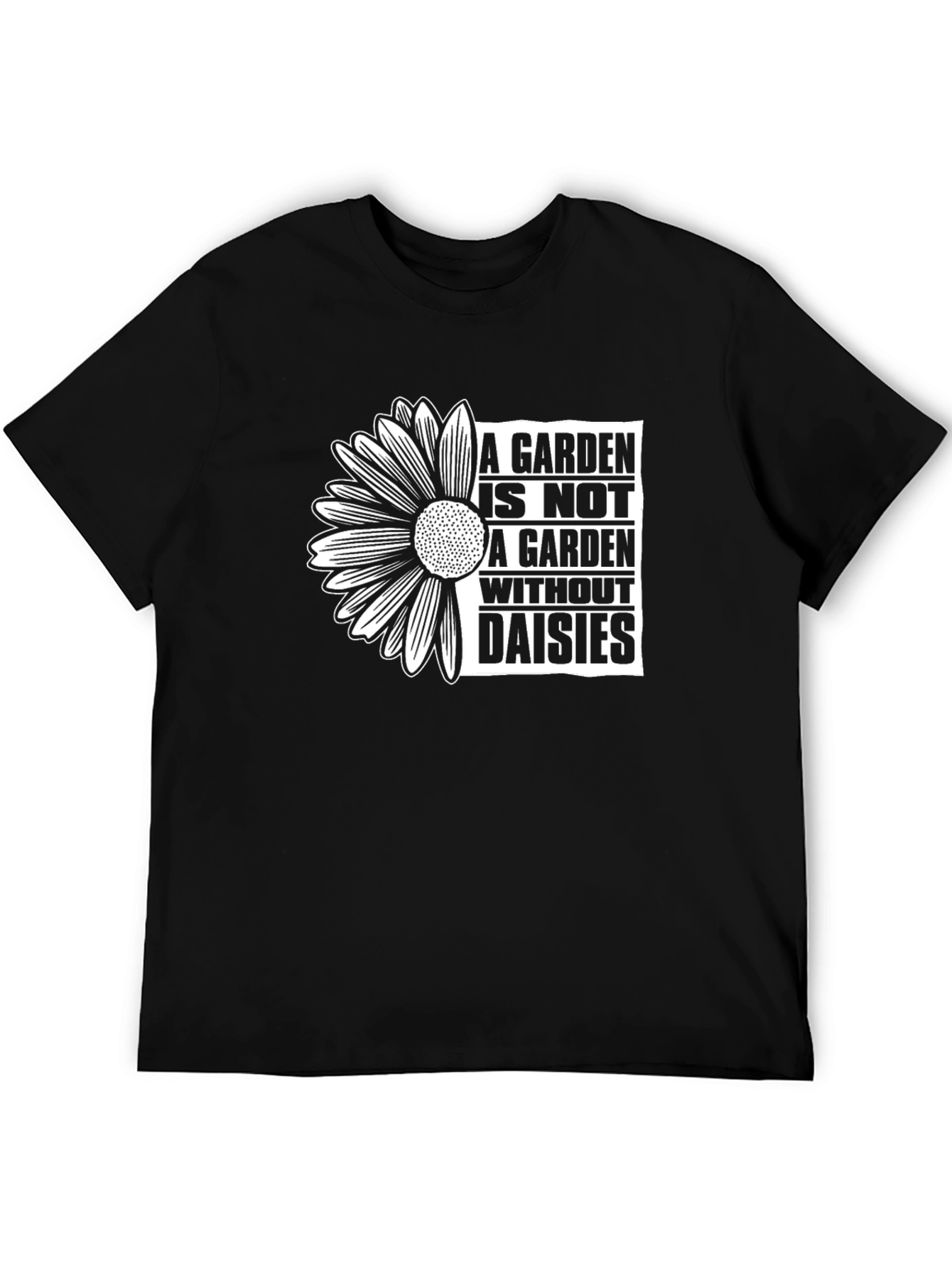 Black Daisy Garden T-Shirt - Floral Graphic Tee view 5