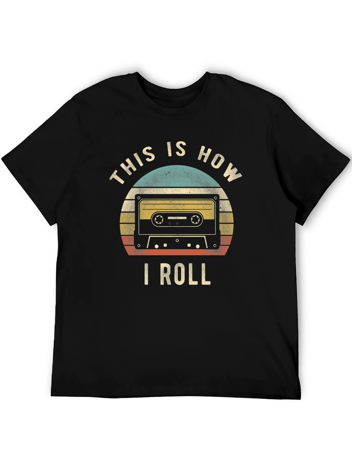 Black Retro Cassette Tape "This Is How I Roll" T-Shirt view 5