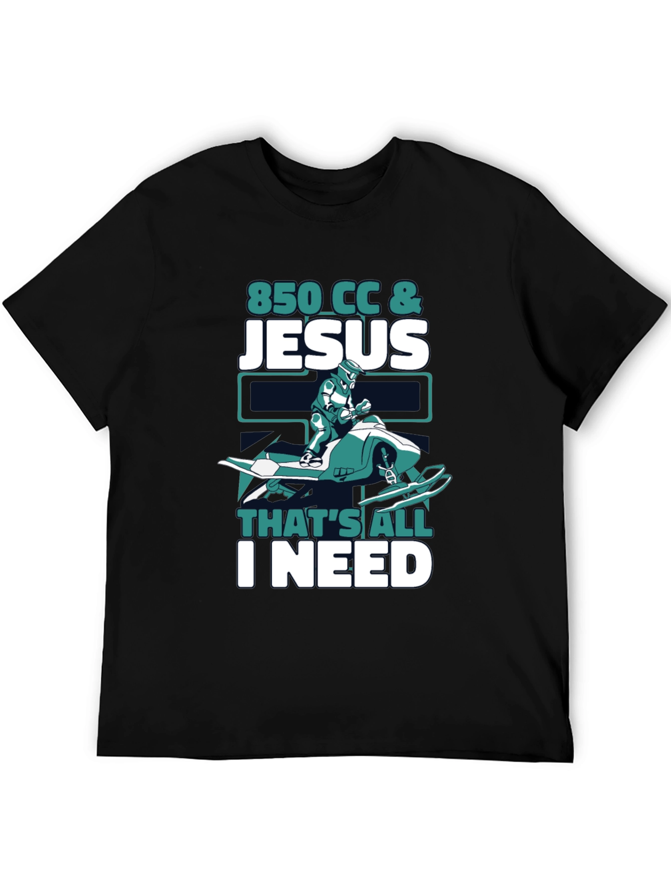 Black 850 CC & Jesus T-Shirt - Snowmobile Graphic Tee view 5