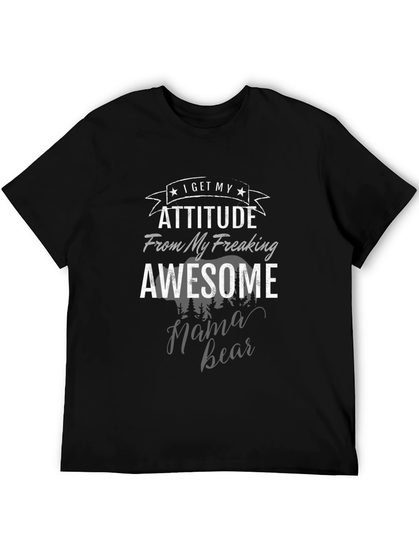 Black Awesome Mama Bear T-Shirt - Attitude Graphic Tee view 5