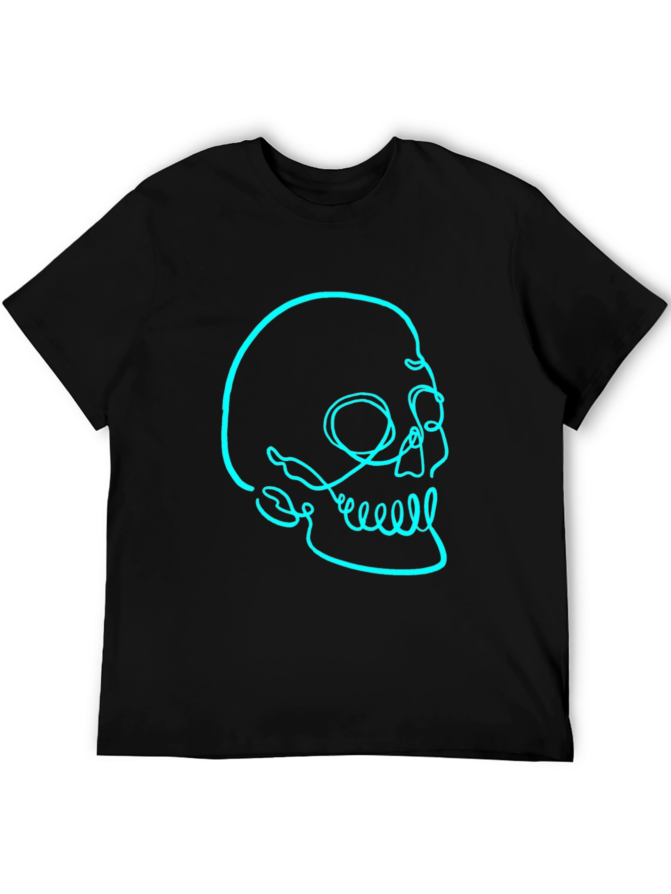 Black Men's Black T-Shirt with Skull Graphic view 5