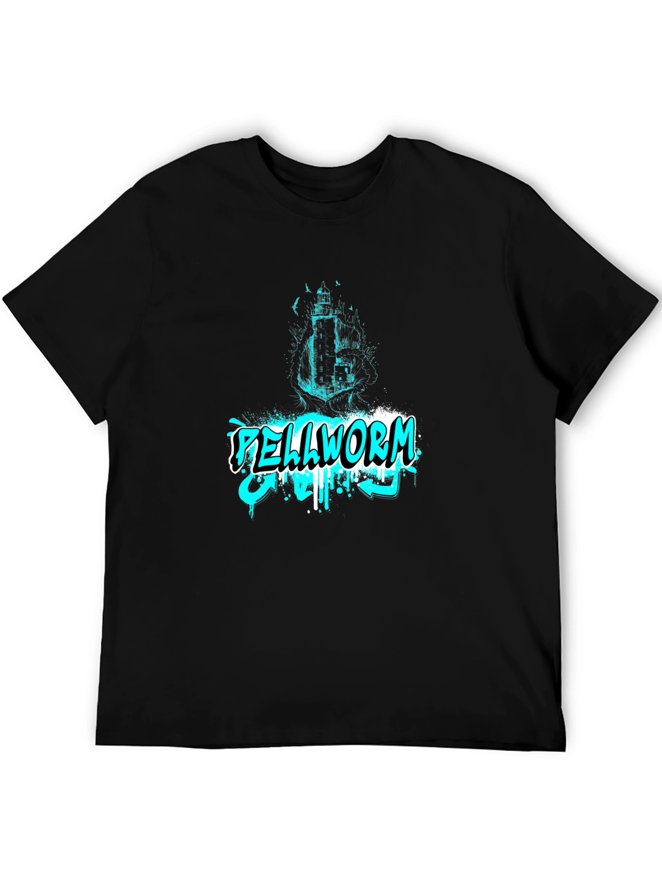 Black Hellworm Graphic Print Black T-Shirt view 5