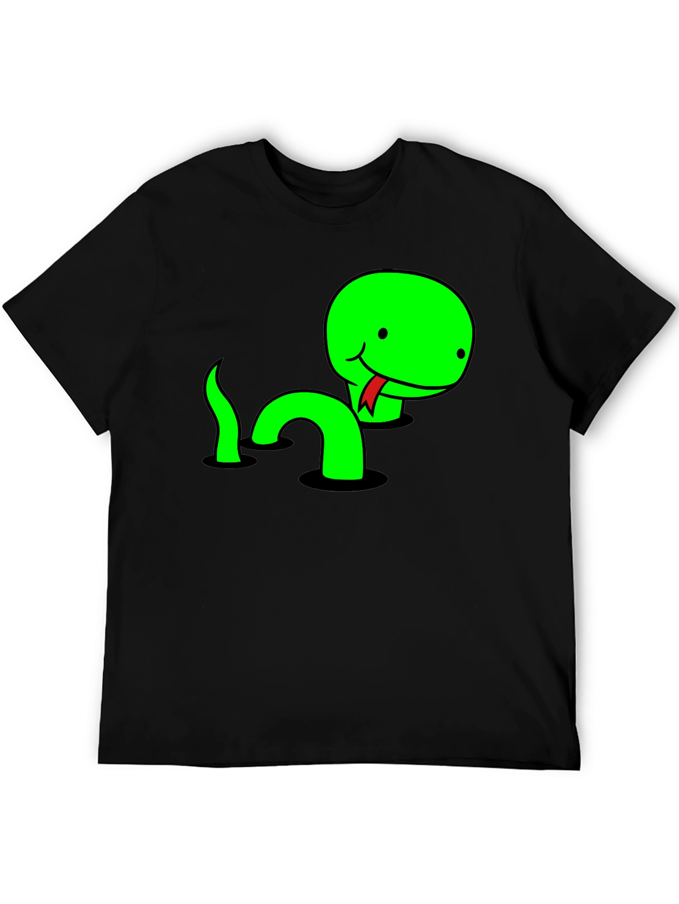 Black Funny Snake T-Shirt - Cute Cartoon Reptile Tee view 5