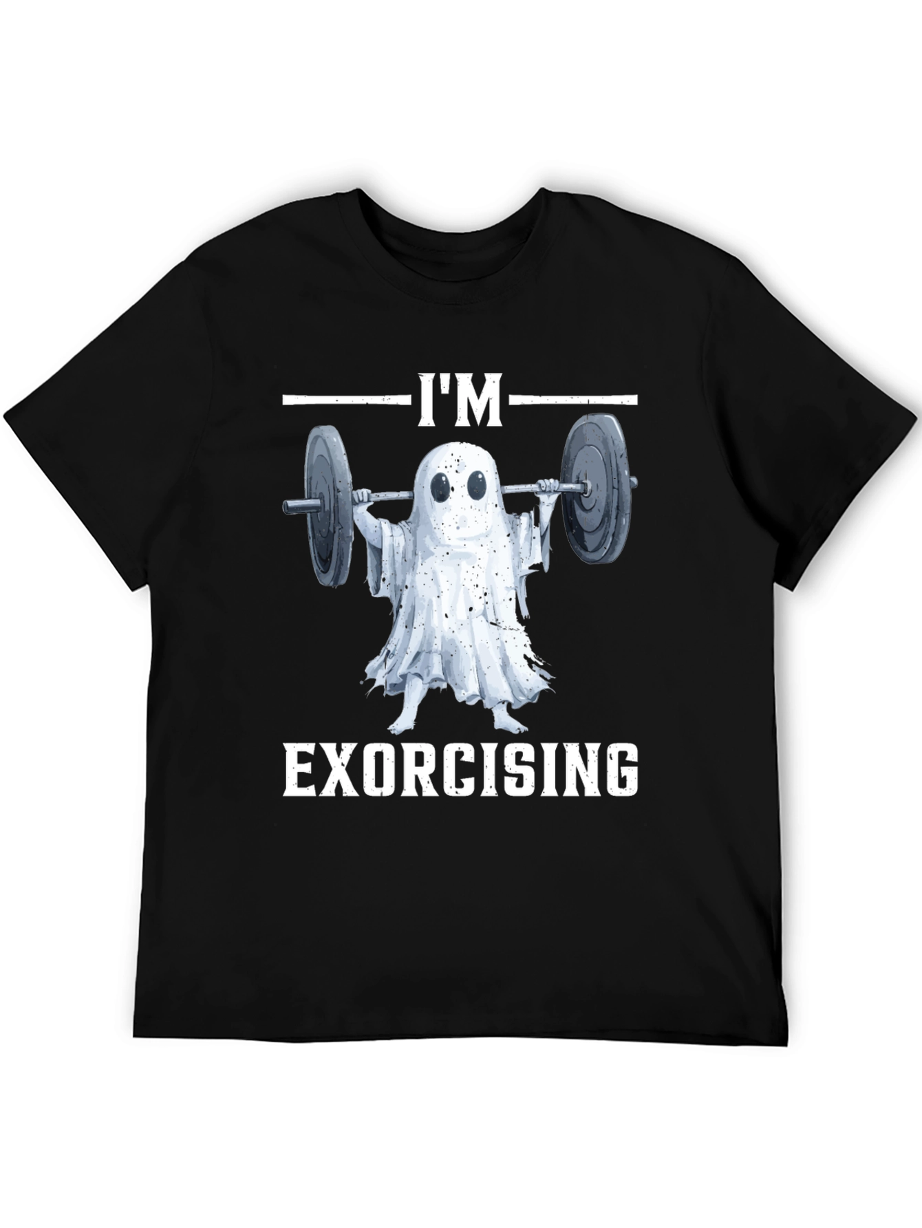 Black Funny Ghost Exorcising Workout T-Shirt view 5