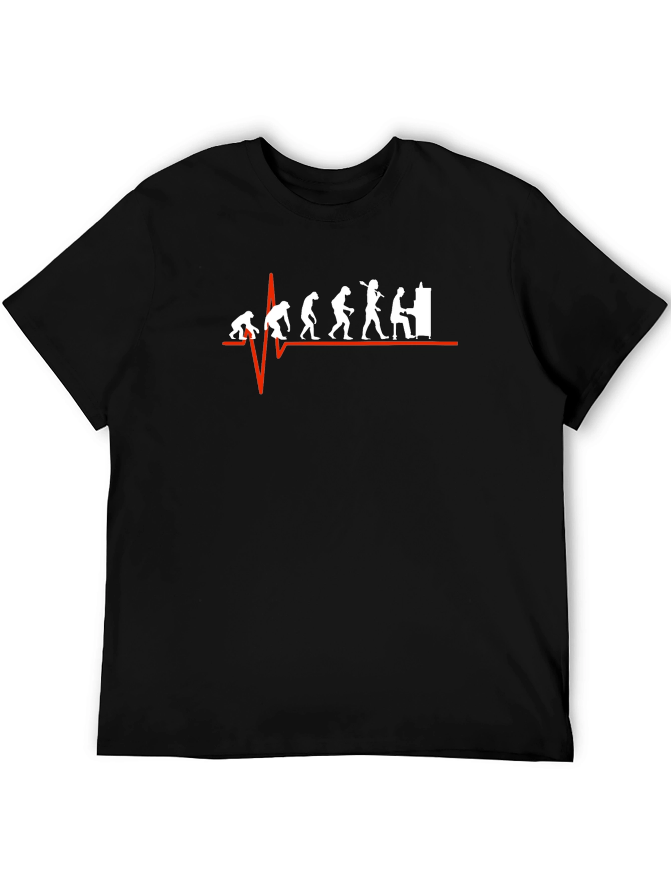 Black Evolution of Piano Man T-Shirt - Musician Heartbeat Tee view 5