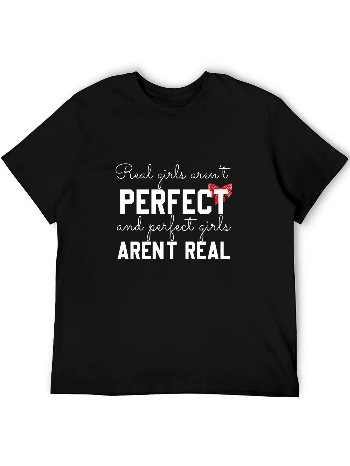 Black Real Girls Aren't Perfect Graphic Tee - Black view 5