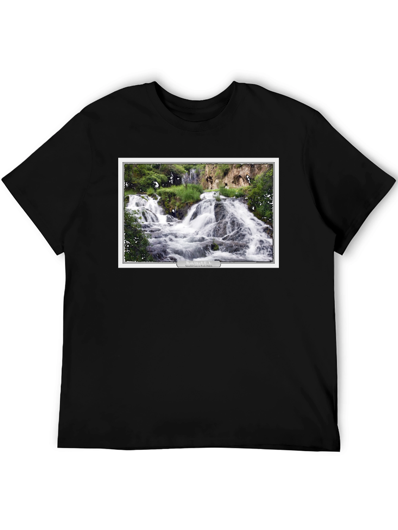 Black Black T-Shirt with Waterfall Graphic view 5
