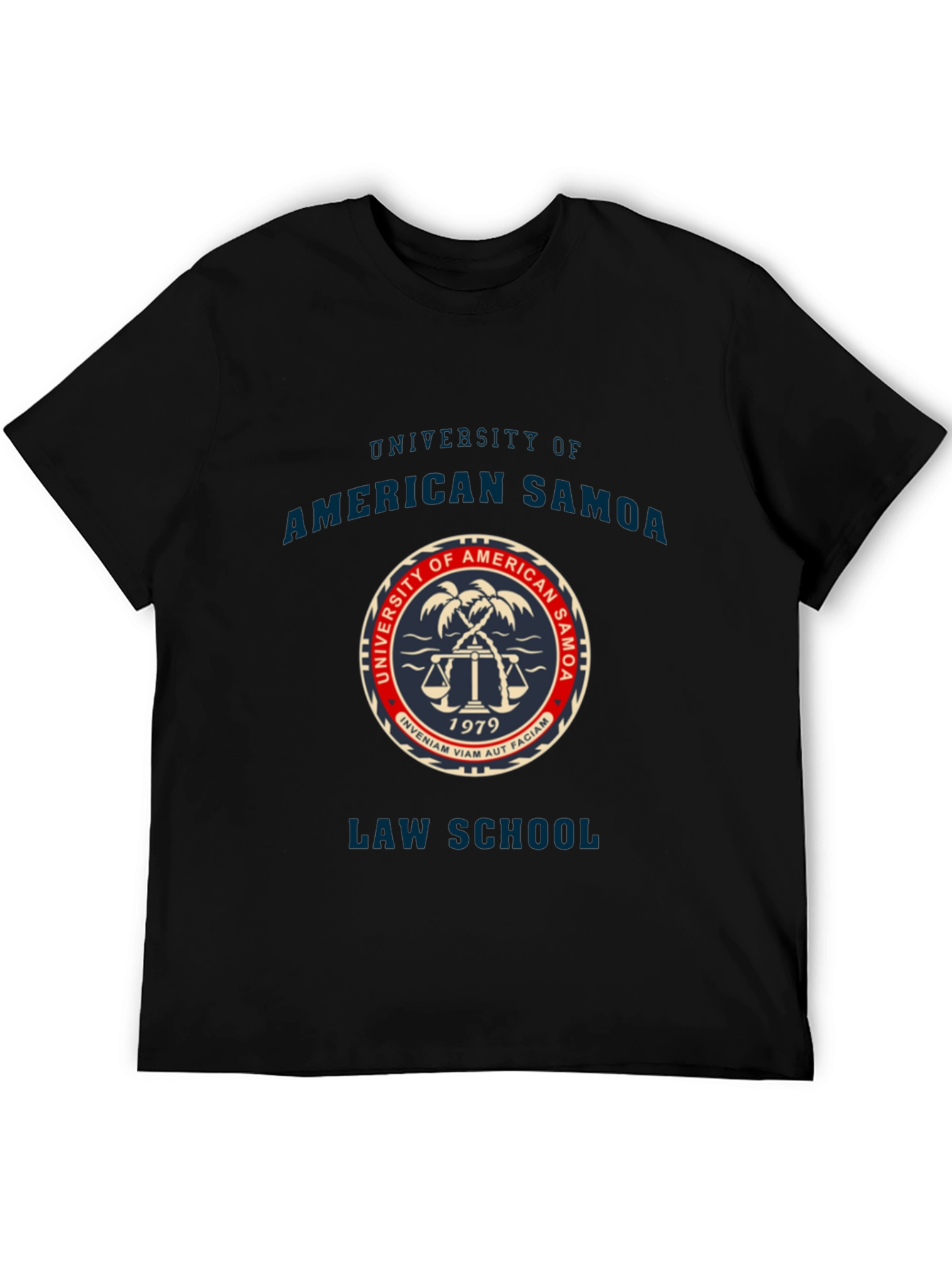 Black American Samoa Law School T-Shirt view 5