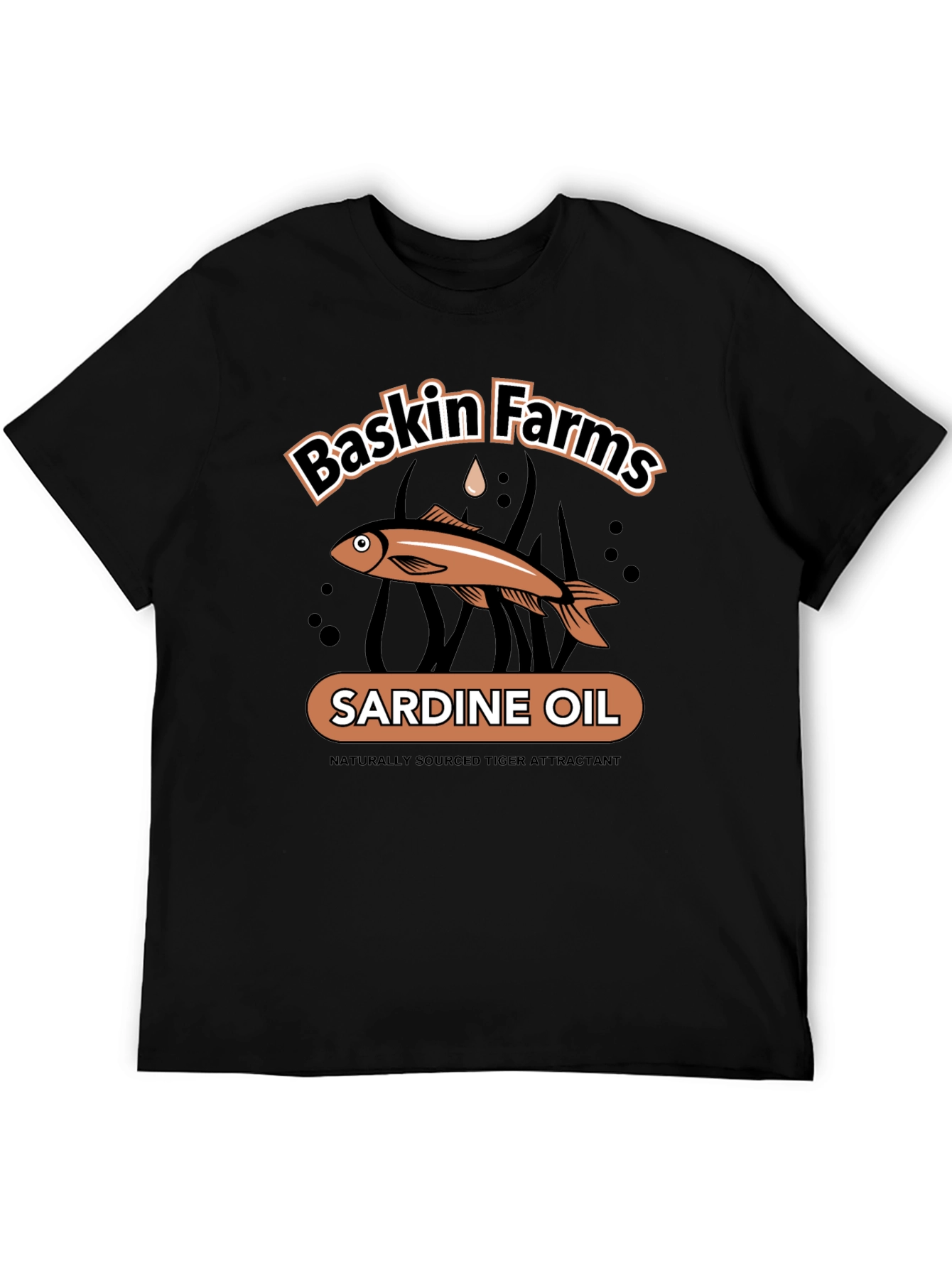 Black Baskin Farms Sardine Oil Graphic T-Shirt view 5