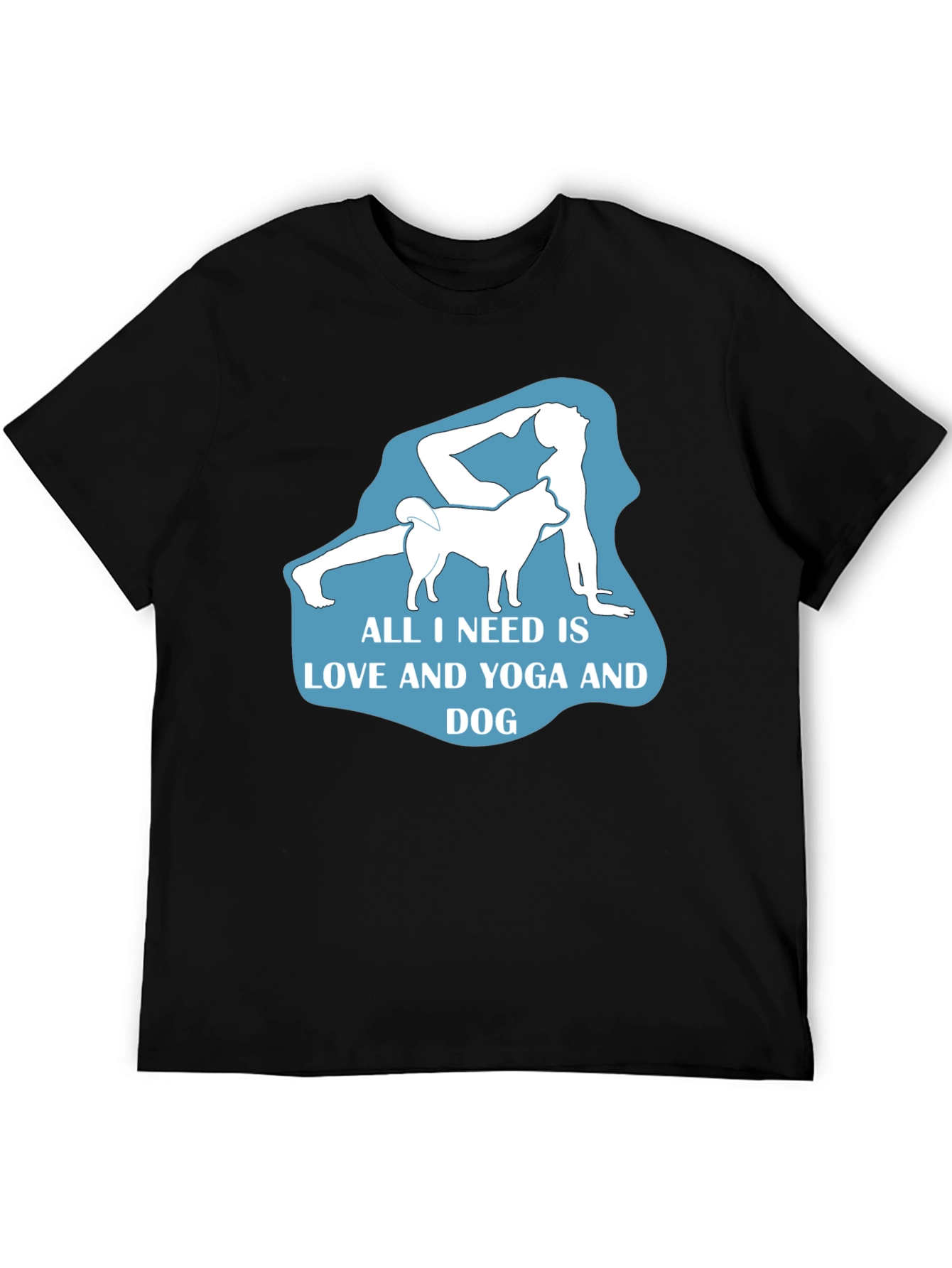Black Yoga and Dog Lover T-Shirt - Black Cotton Tee view 5