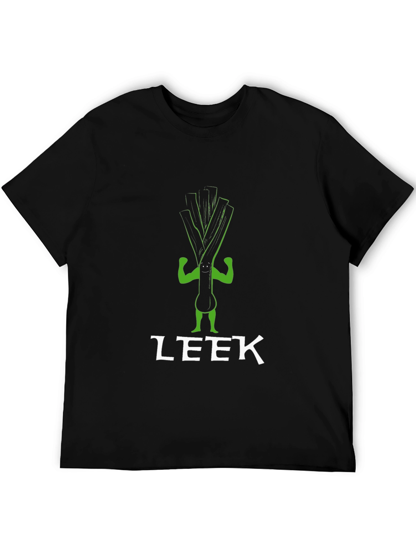 Black Funny Leek Cartoon T-Shirt view 5