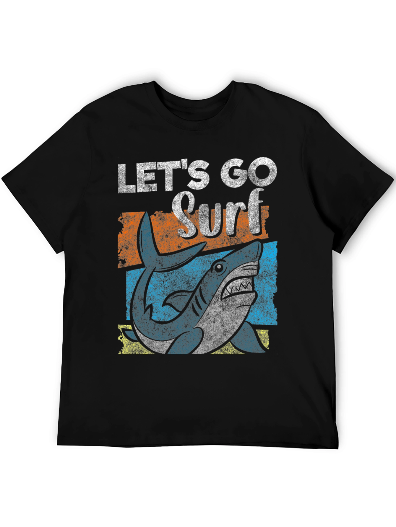 Black Let's Go Surf Shark Graphic Tee - Black view 5