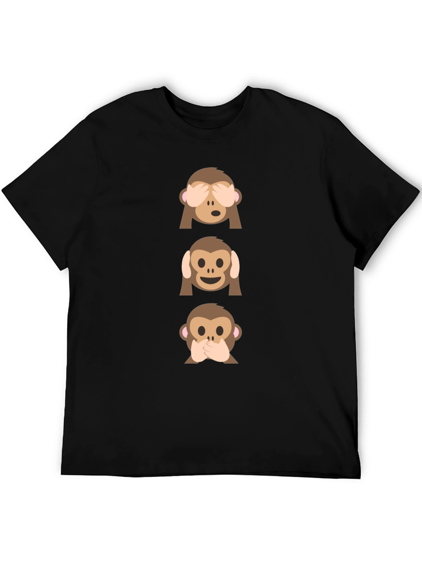 Black Hear See Speak No Evil Monkey Emoji Graphic Tee view 5