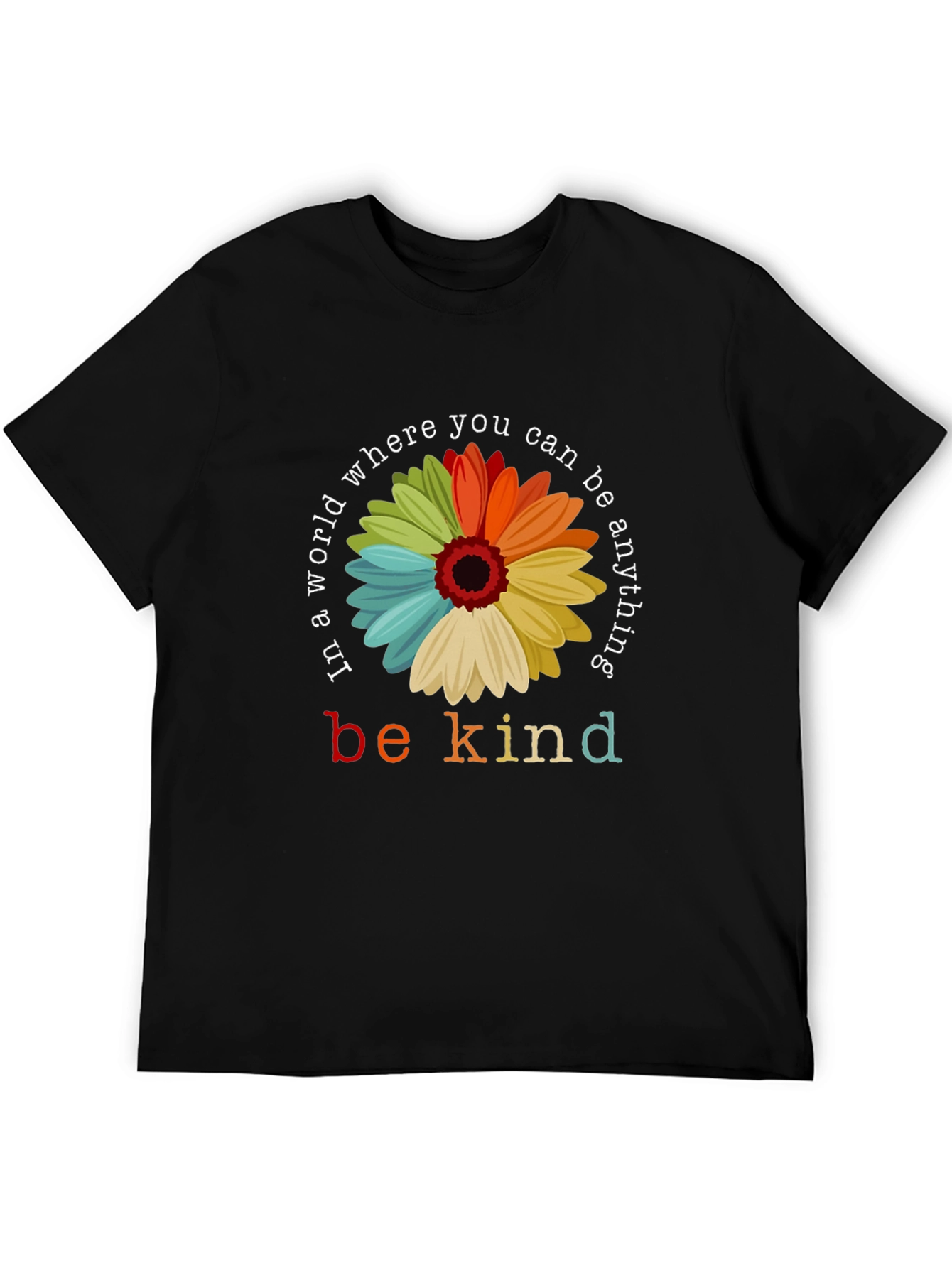 Black Be Kind T-Shirt - Floral Graphic Tee view 5