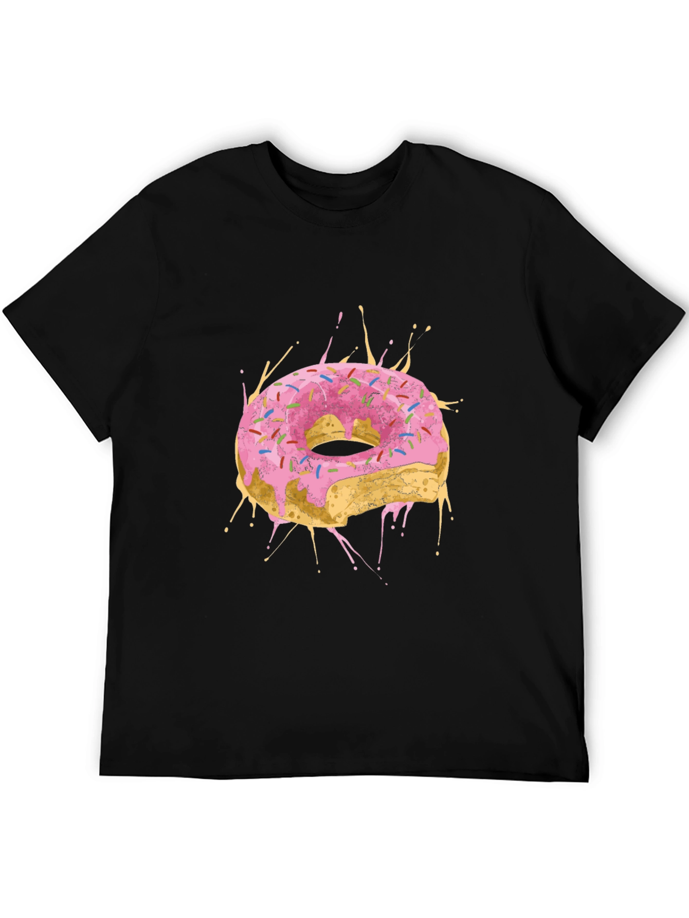 Black Donut Splash Graphic Tee - Black Cotton T-Shirt view 5