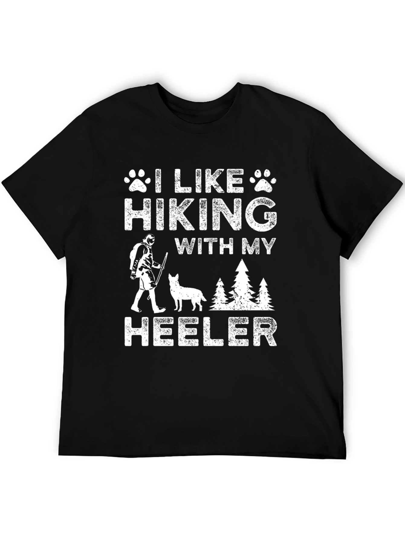 Black Hiking Heeler Dog Graphic T-Shirt view 5