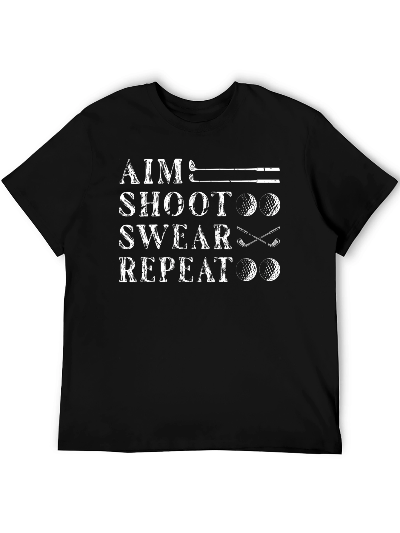 Black Aim Shoot Swear Repeat - Golf T-Shirt view 5