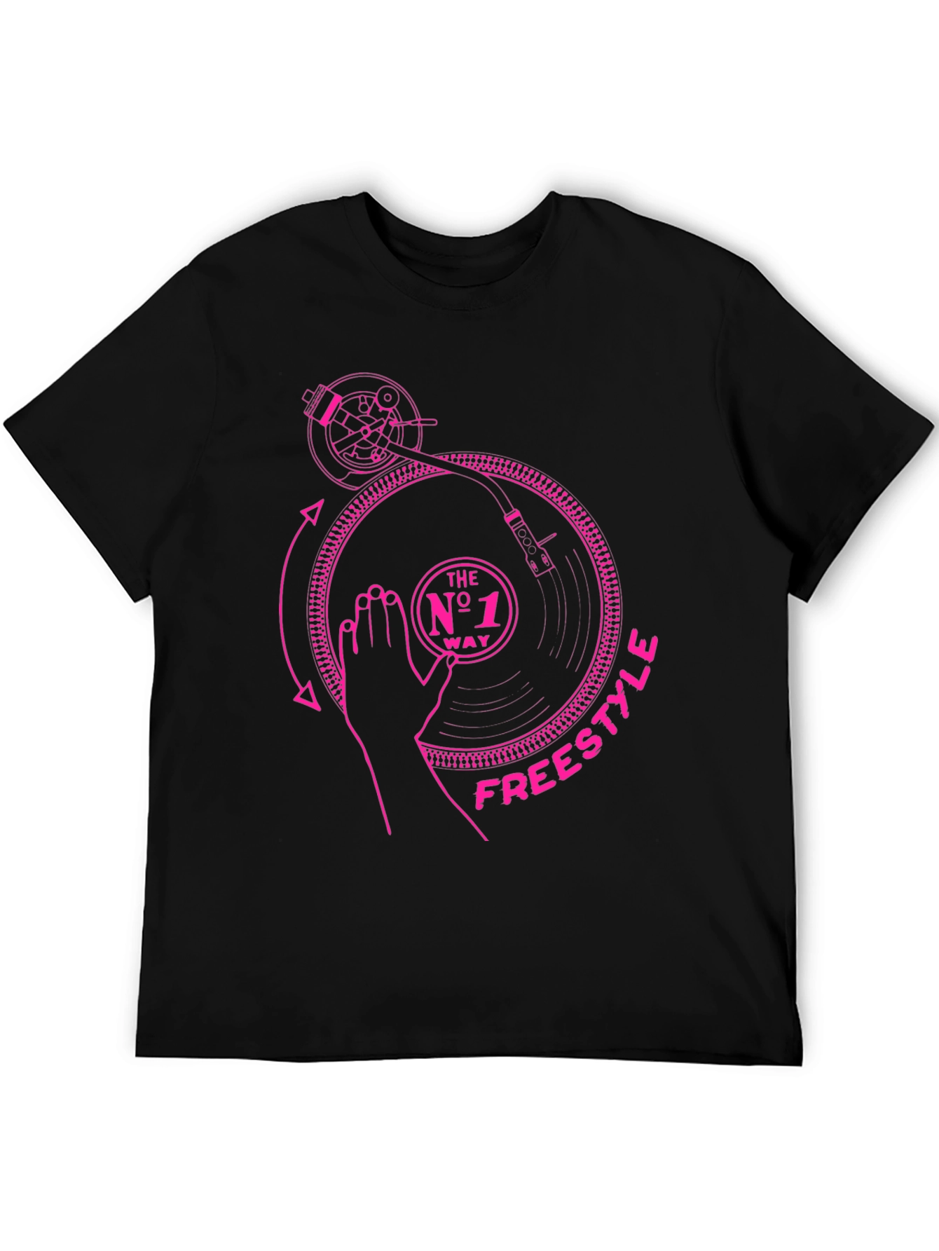 Black DJ Freestyle Graphic Tee - Black Cotton T-Shirt view 5