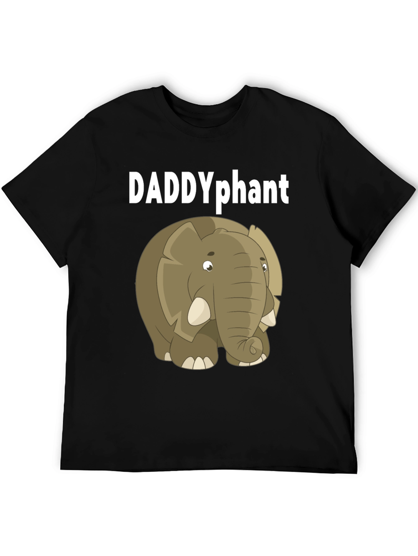 Black DADDYphant Elephant Cartoon Black T-Shirt view 5
