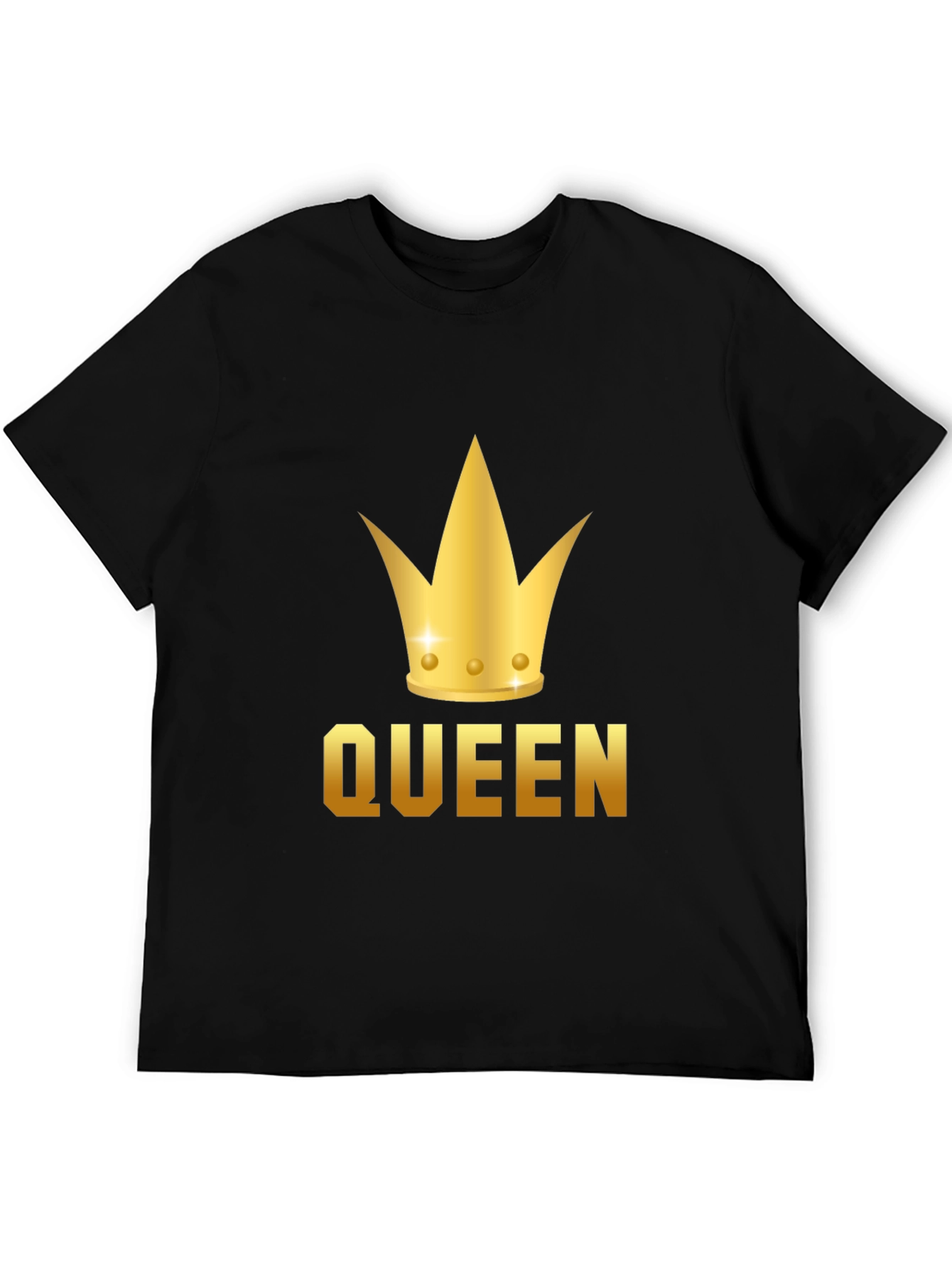 Black Queen Crown Graphic Tee - Black Cotton T-Shirt view 5