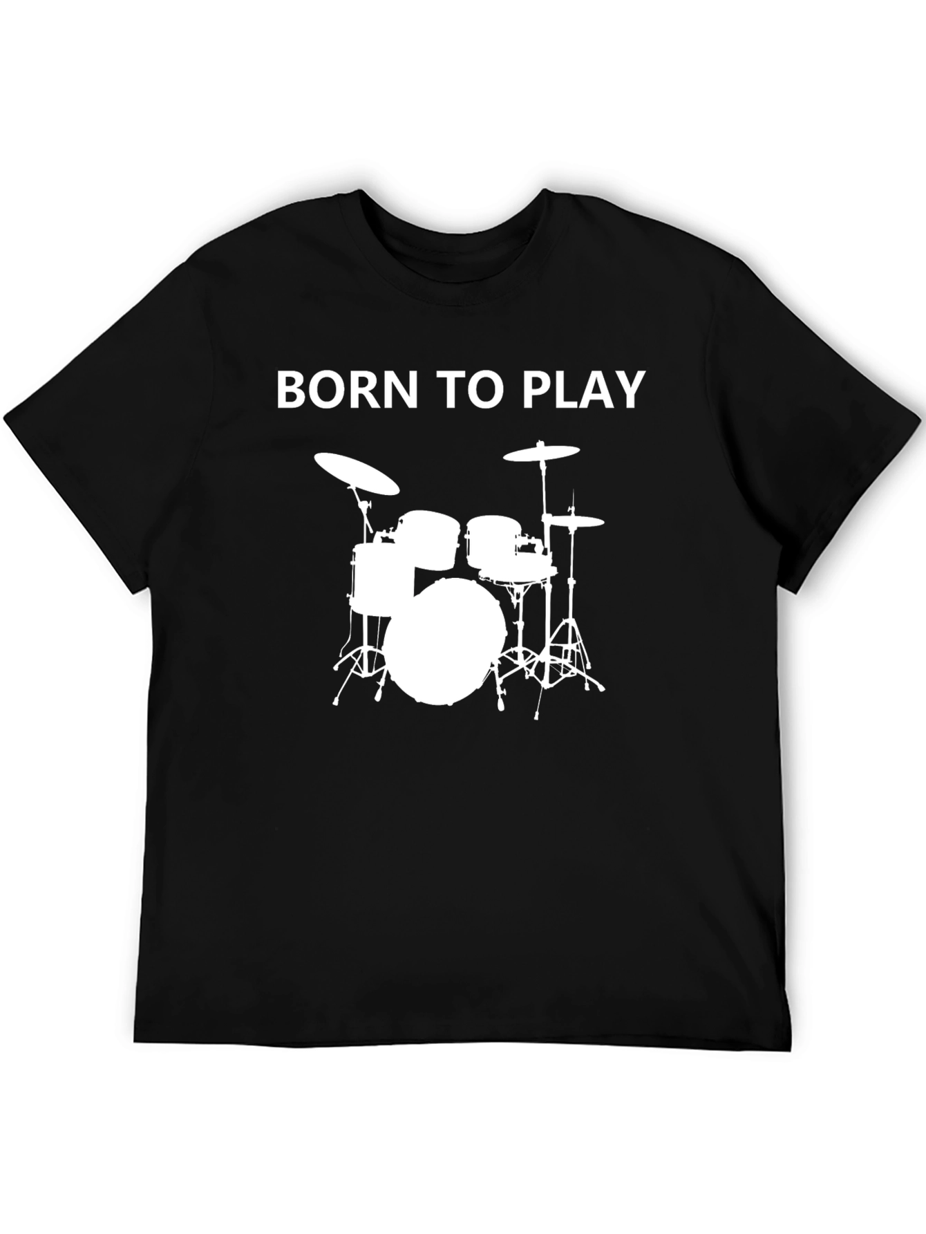 Black Born To Play Drum Set Graphic T-Shirt view 5