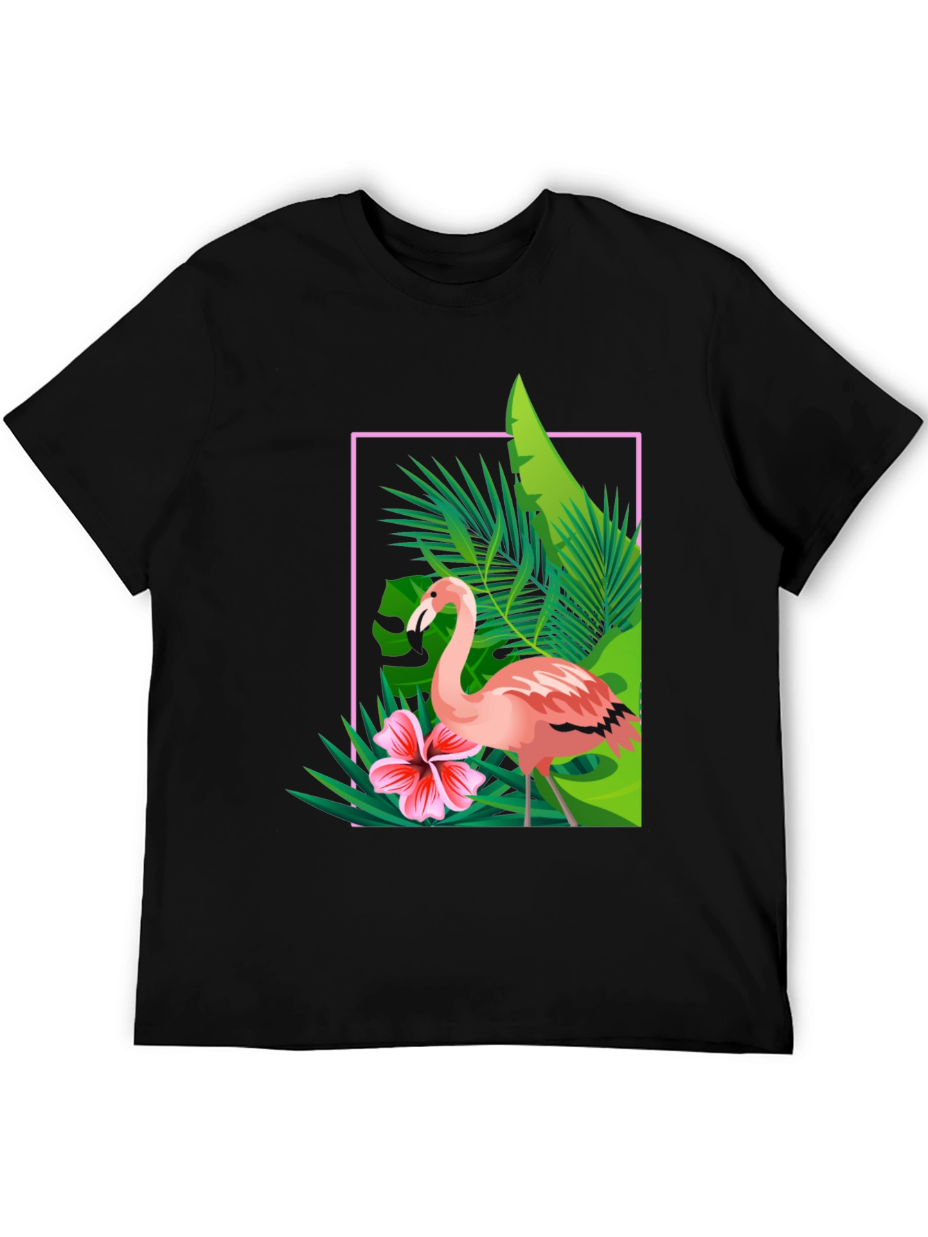 Black Tropical Flamingo Graphic Tee - Stylish Summer T-Shirt view 5
