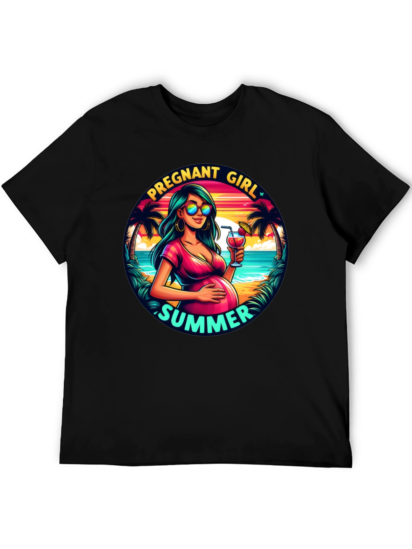 Black Pregnant Girl Summer Graphic T-Shirt view 5