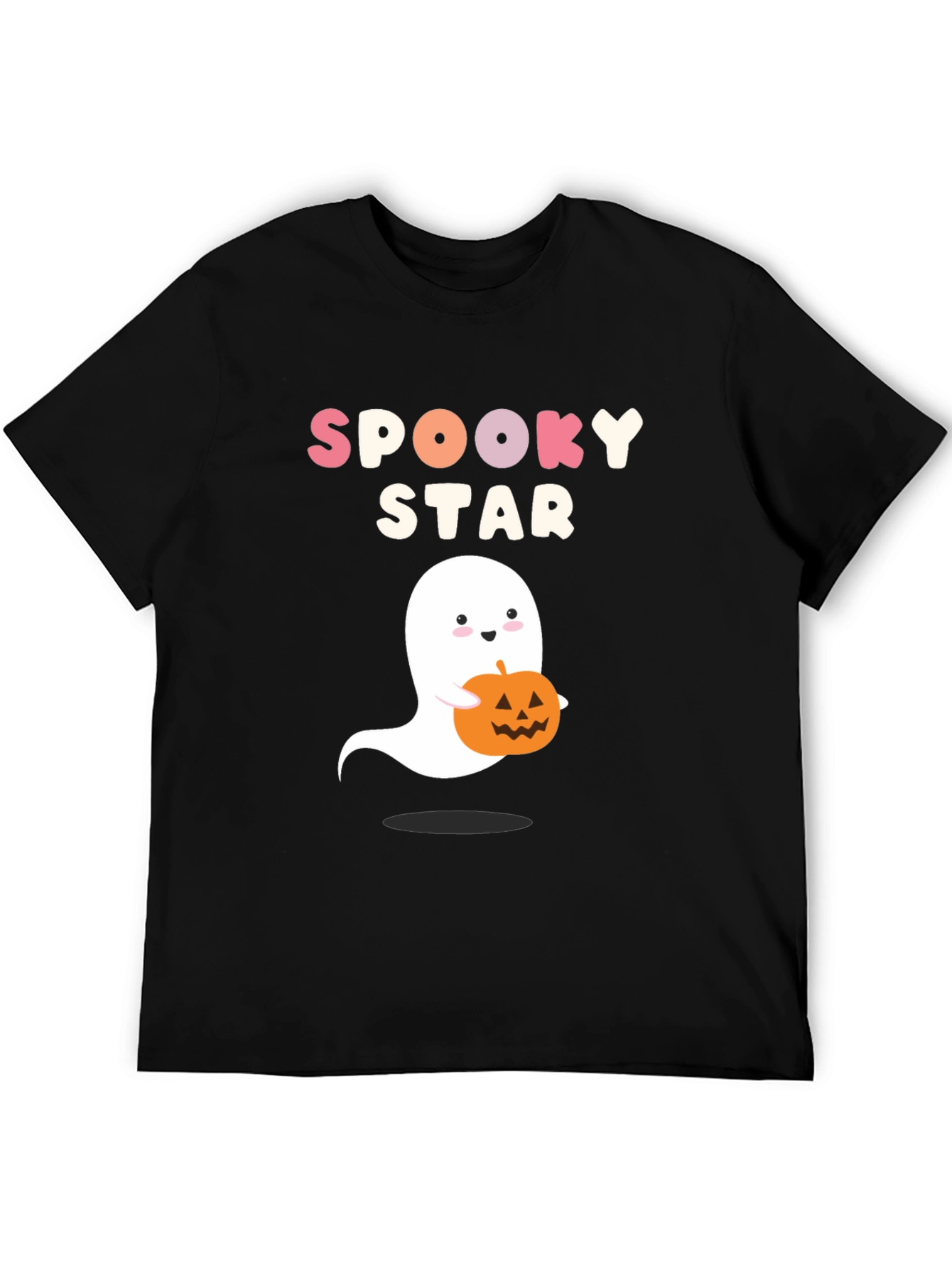Black Spooky Star Ghost & Pumpkin Graphic Tee view 5