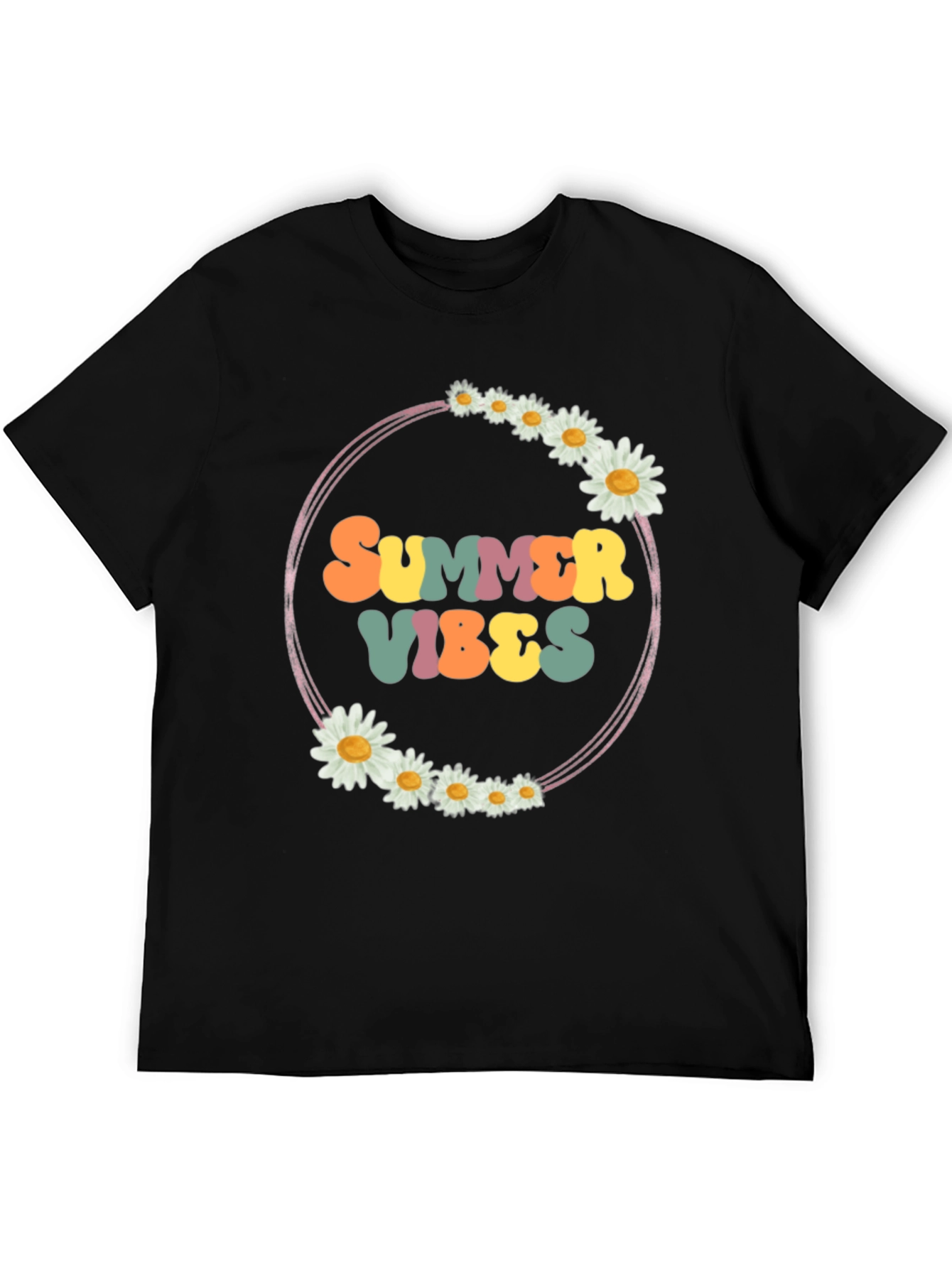 Black Summer Vibes Daisy Graphic Tee view 5