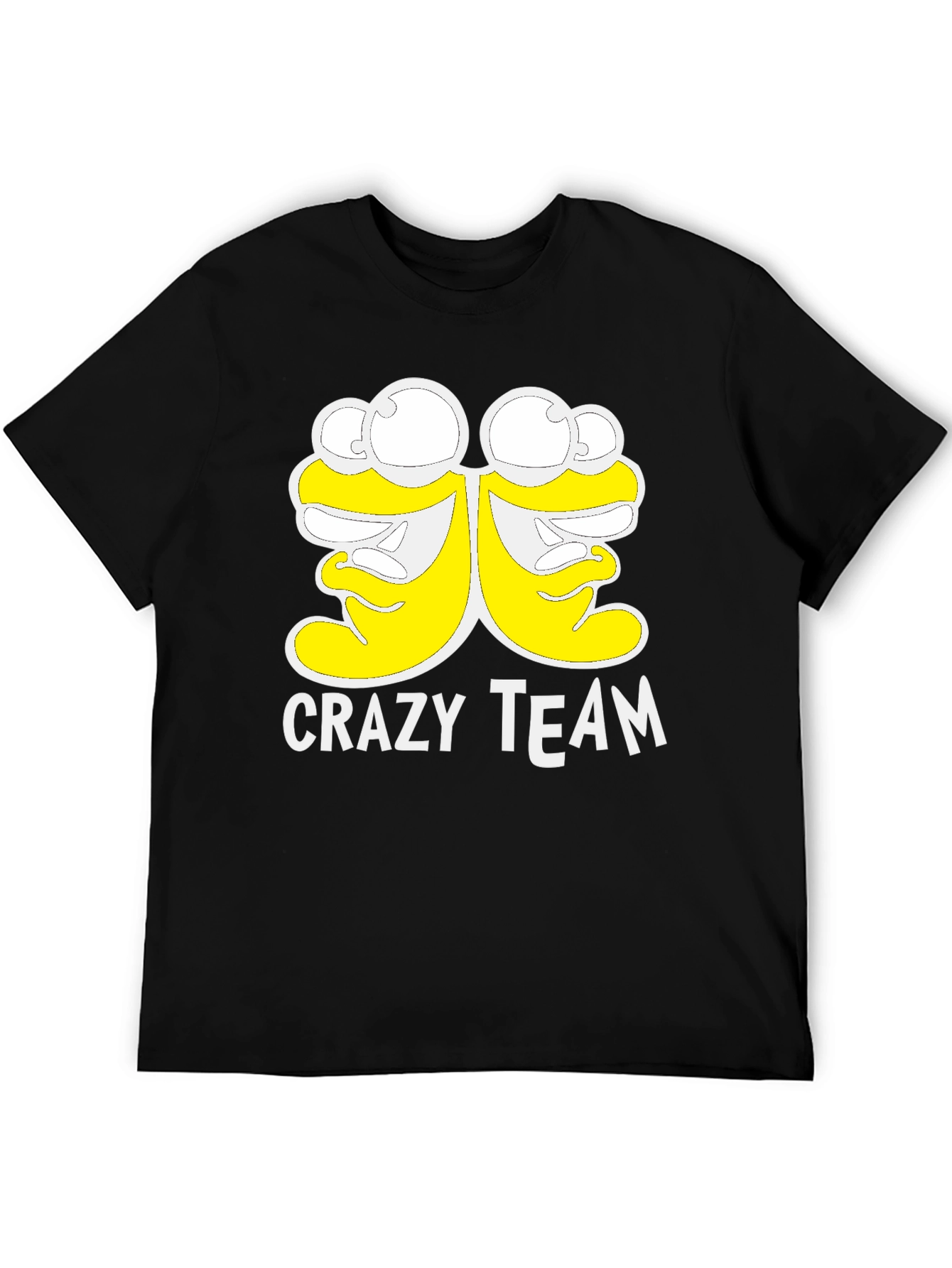 Black Crazy Team Graphic Tee - Soft Black Cotton T-Shirt view 5