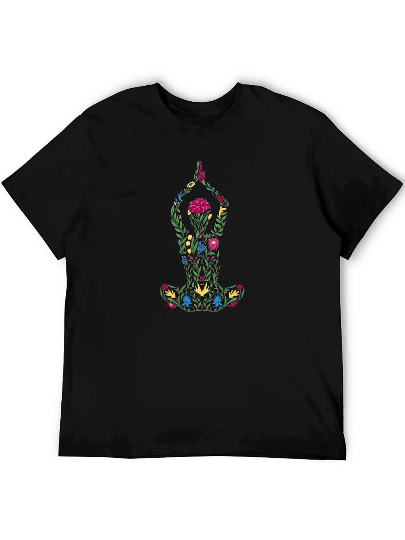 Black Floral Yoga Pose Graphic Tee - Unisex view 5
