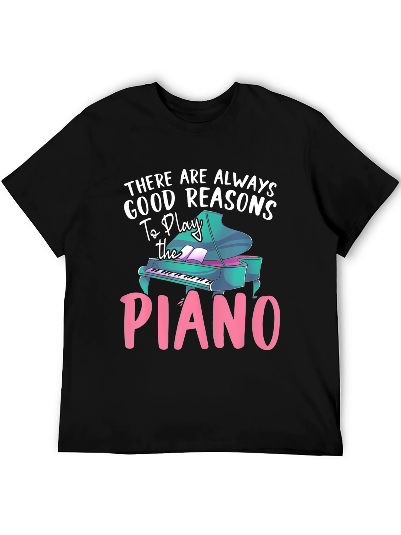 Black Piano Lover T-Shirt - Good Reasons To Play view 5