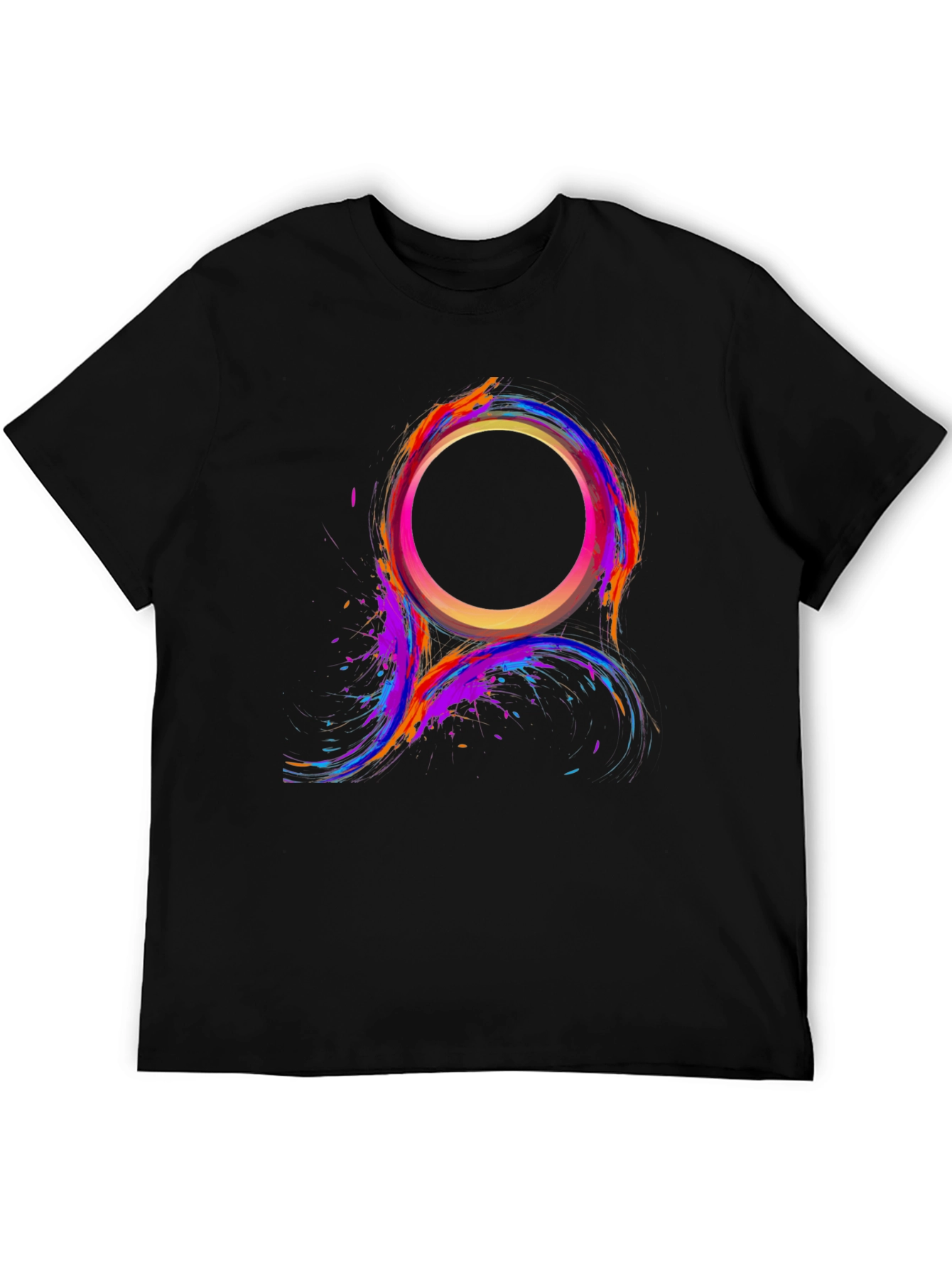Black Abstract Color Burst Circle T-Shirt view 5