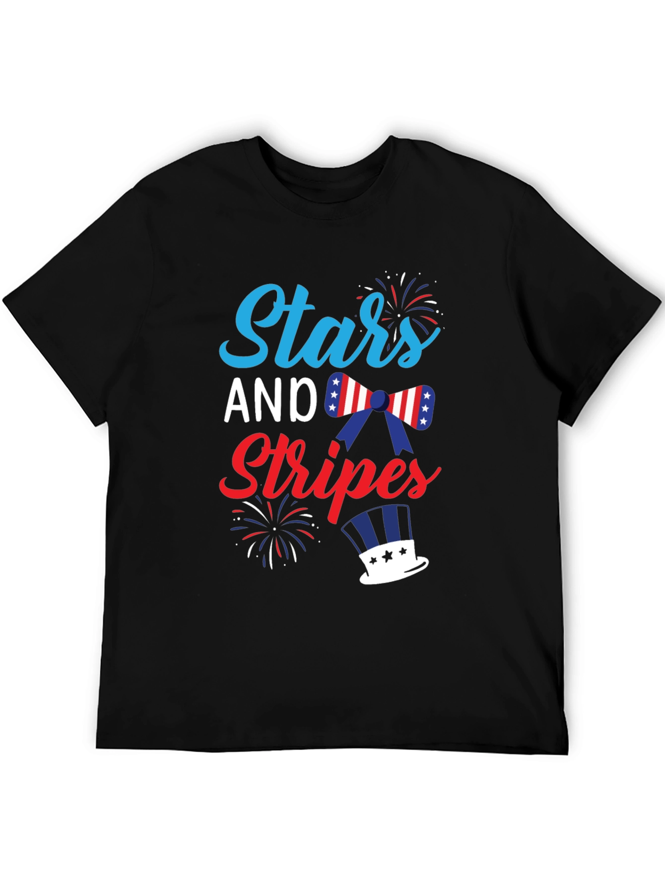 Black Stars and Stripes Patriotic Graphic T-Shirt view 5