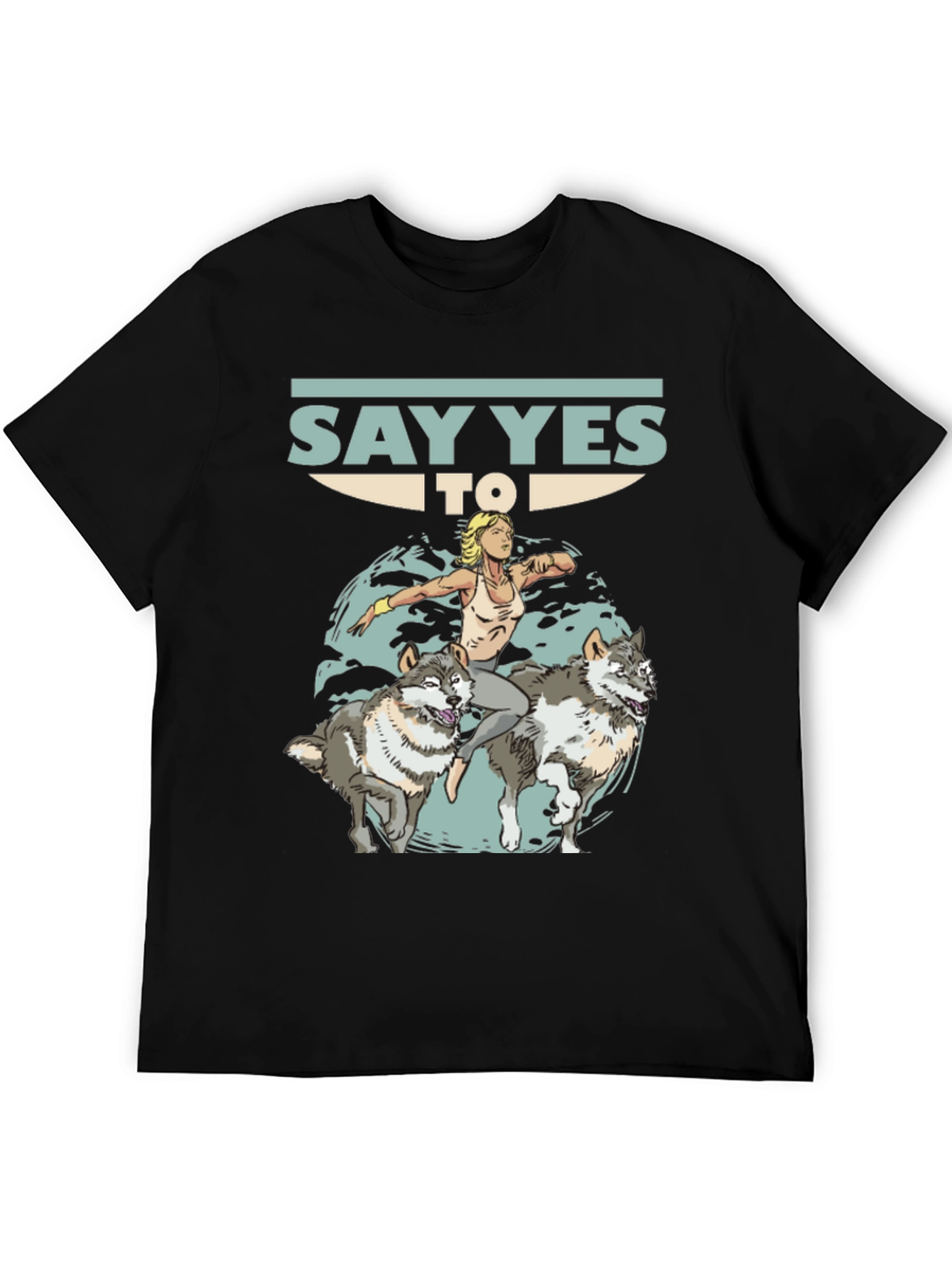 Black Say Yes To Wolves Graphic Tee - Unisex Black T-Shirt view 5