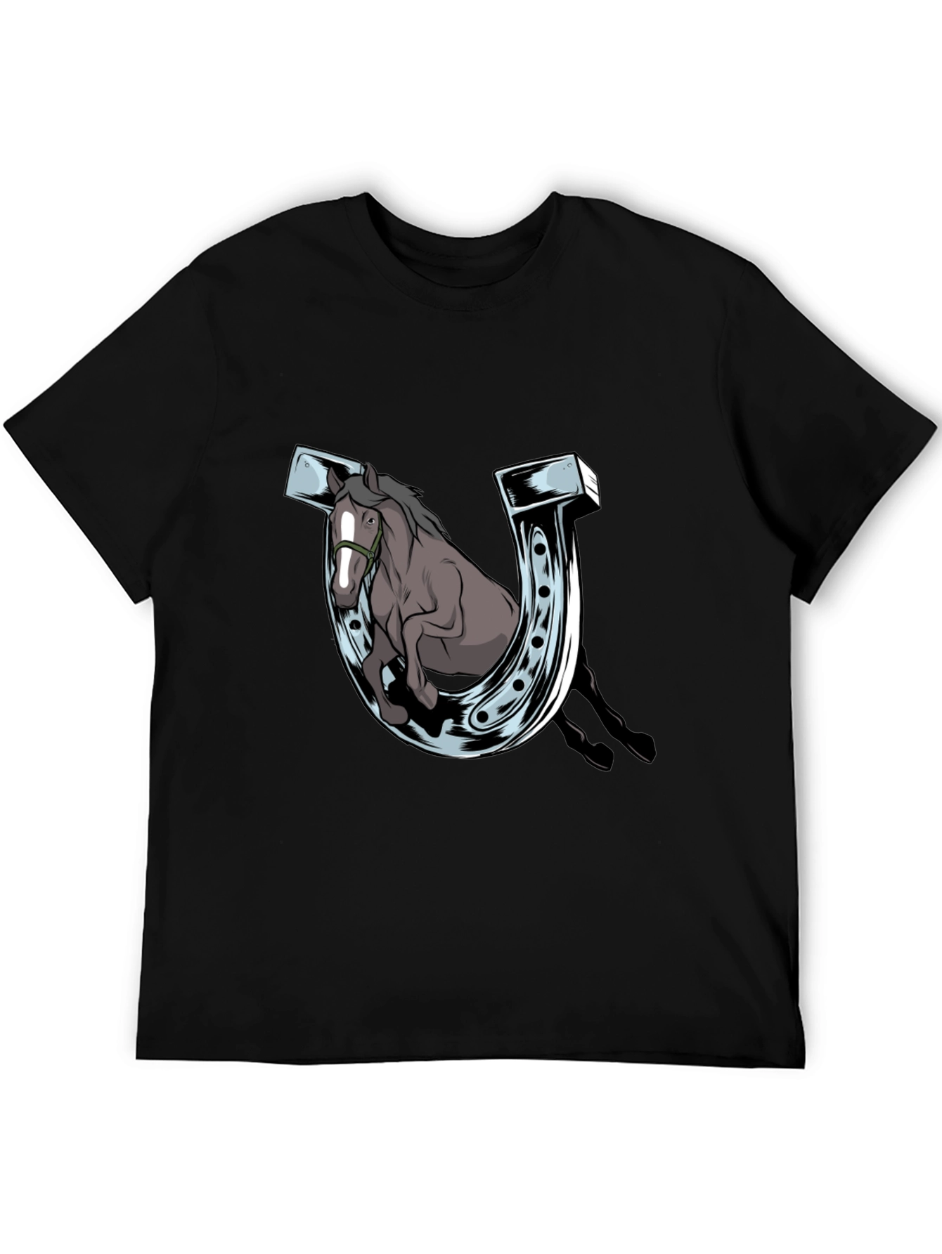 Black Horse and Horseshoe Graphic Tee view 5