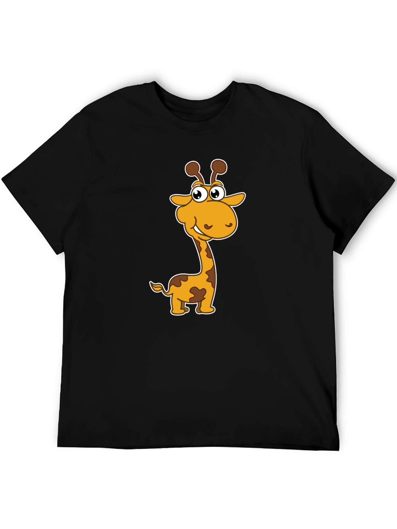 Black Cartoon Giraffe Graphic Tee - Men's Black T-Shirt view 5