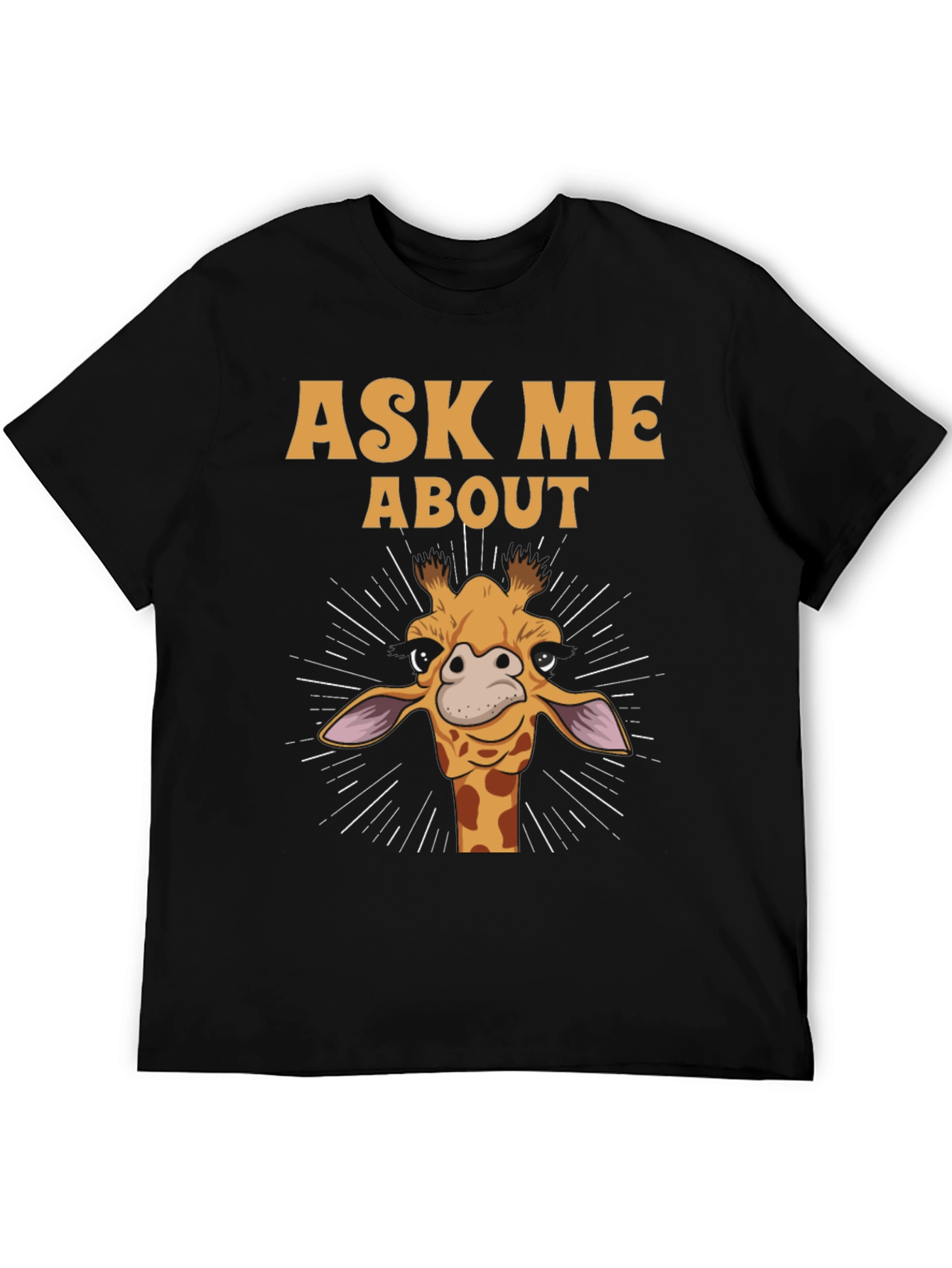 Black Funny Giraffe Ask Me About T-Shirt view 5