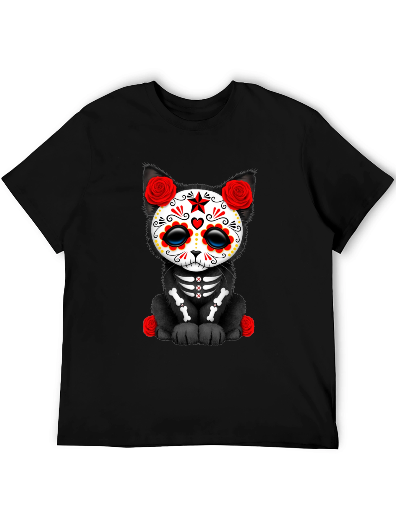 Black Sugar Skull Cat T-Shirt view 5