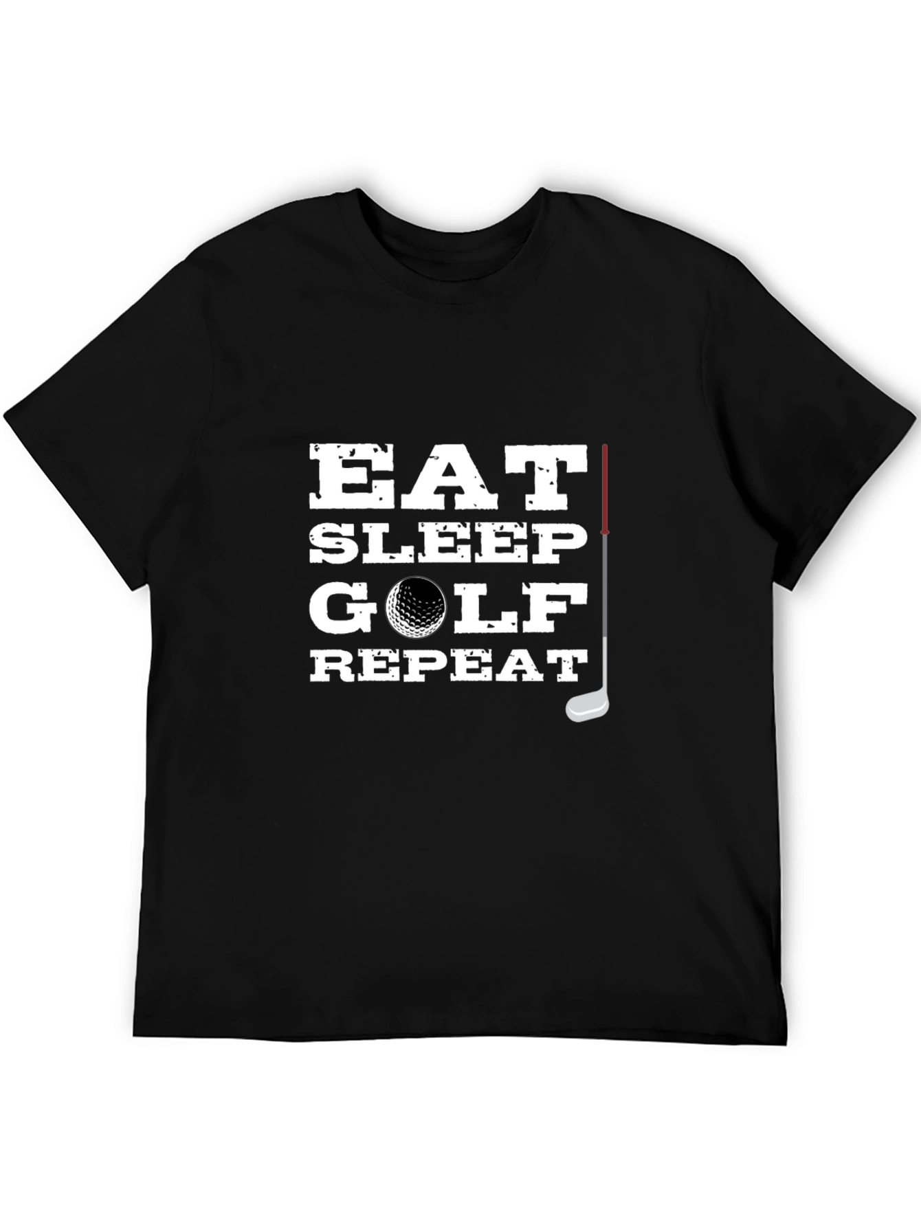 Black Eat Sleep Golf Repeat Black T-Shirt for Golf Lovers view 5