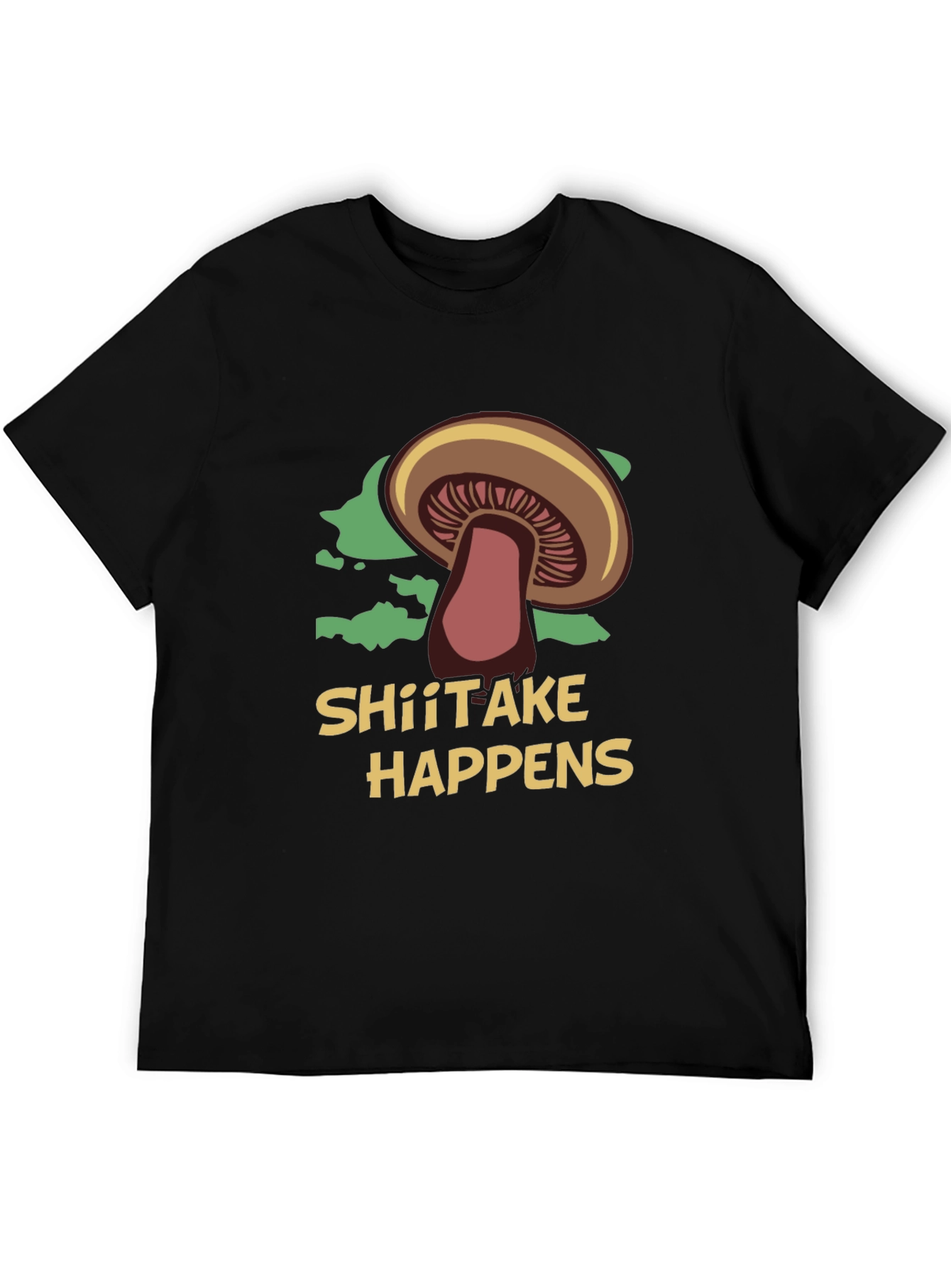 Black Shiitake Happens Funny Mushroom Graphic T-Shirt view 5