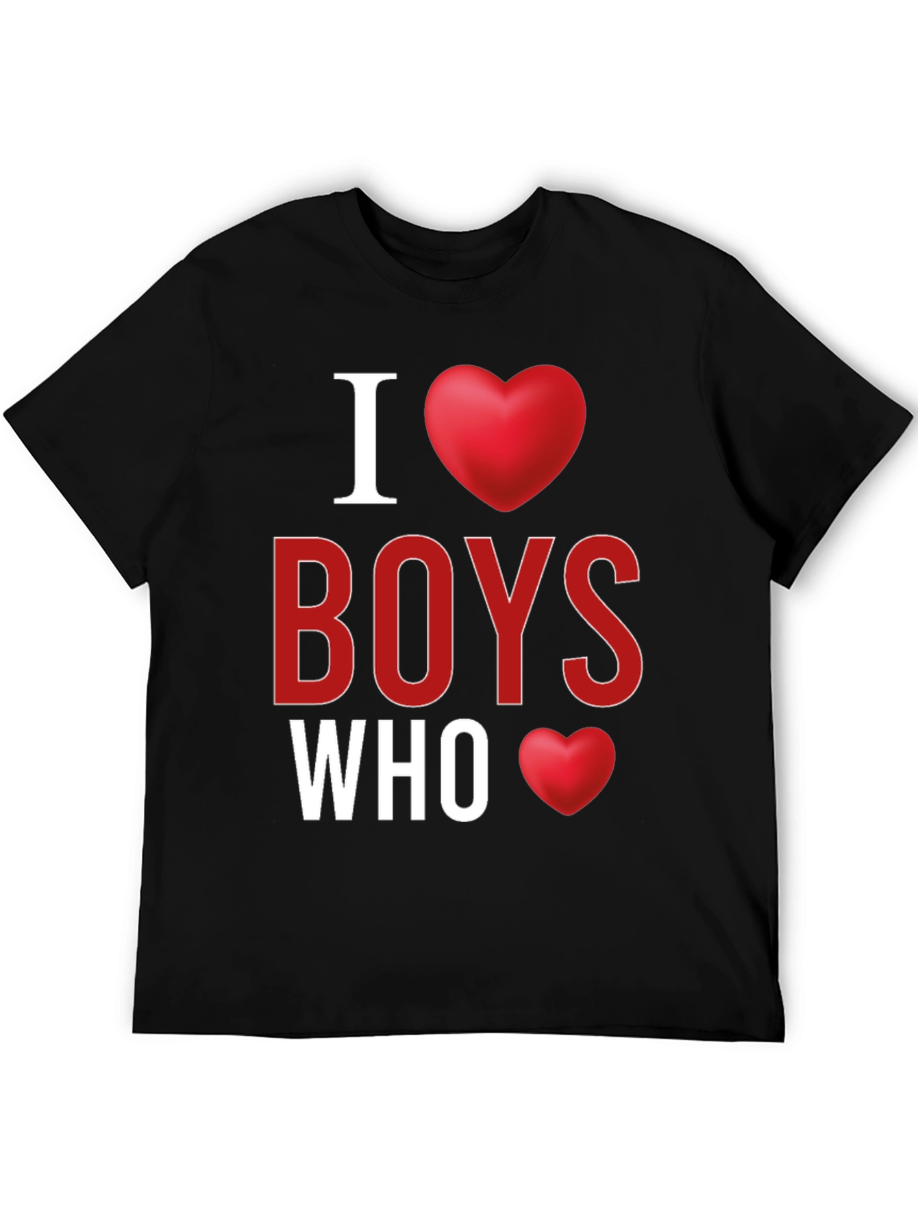 Black I Heart Boys Who T-Shirt - Novelty Graphic Tee view 5