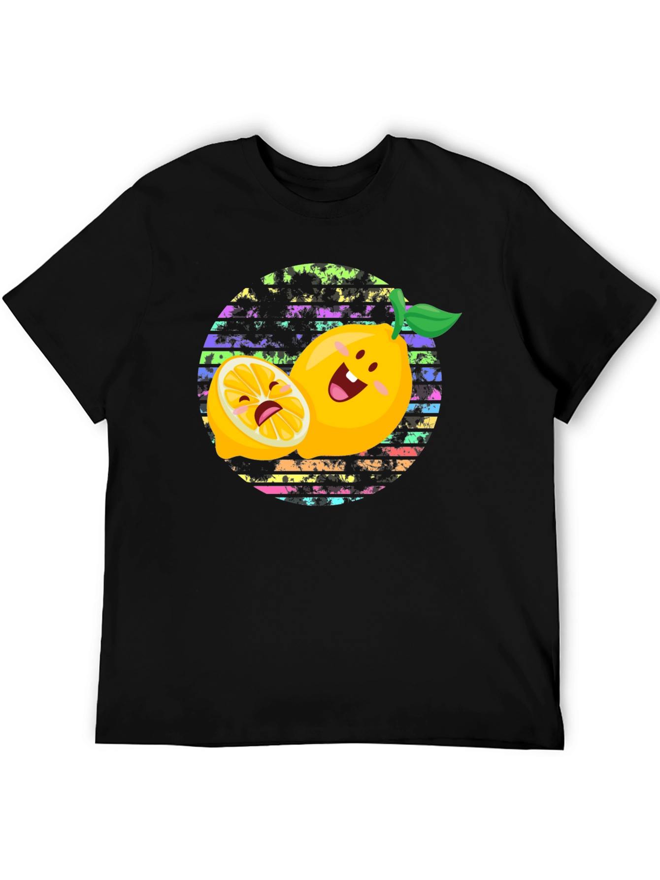 Black Funny Lemon Graphic Tee - Unisex Black T-Shirt view 5
