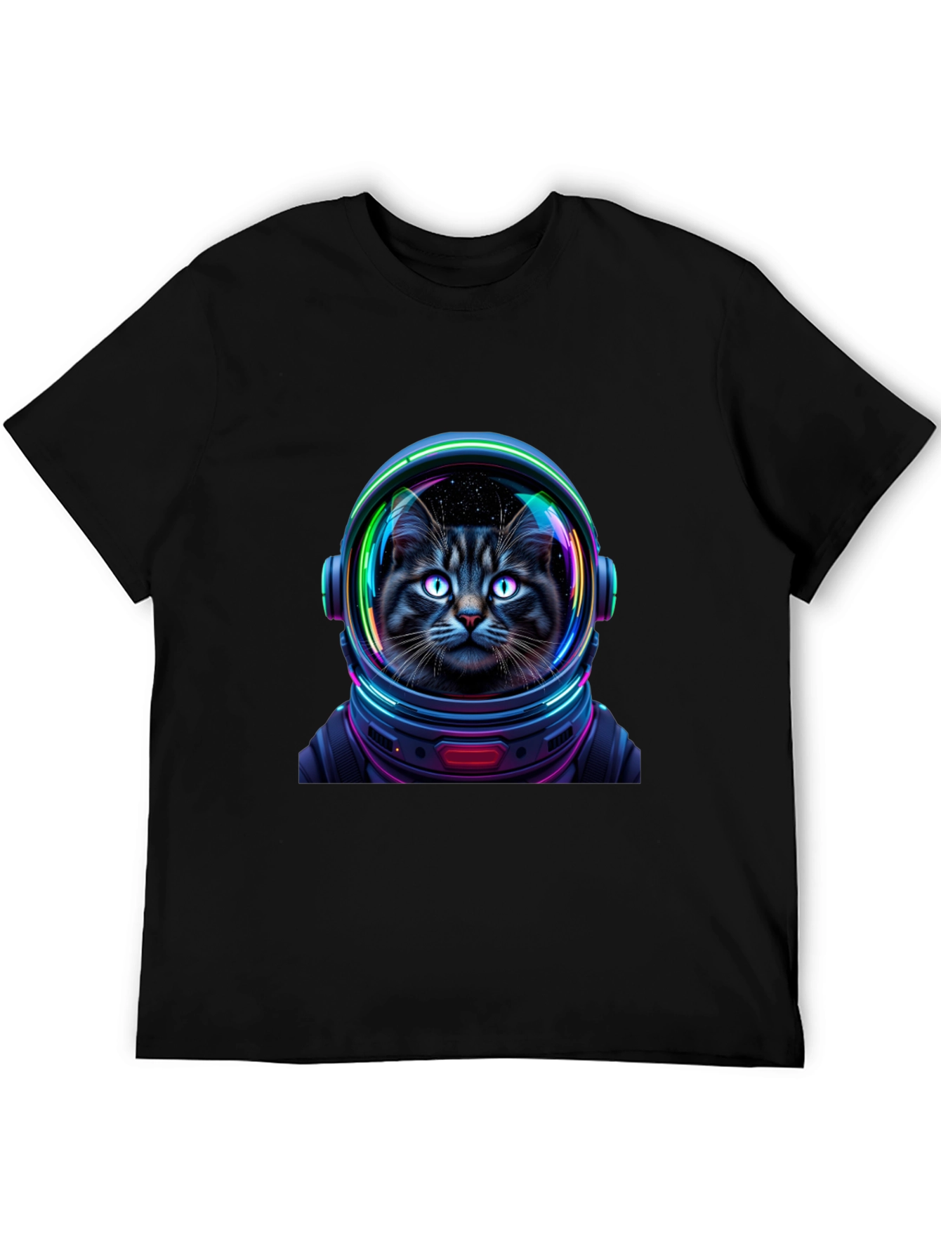 Black Cat Astronaut Graphic T-Shirt - Unisex Black Tee view 5
