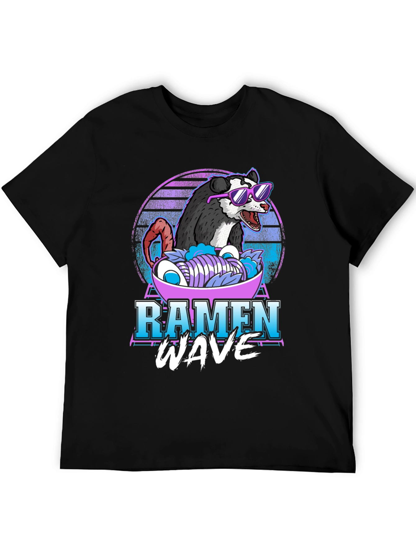 Black Ramen Wave Opossum T-Shirt view 5